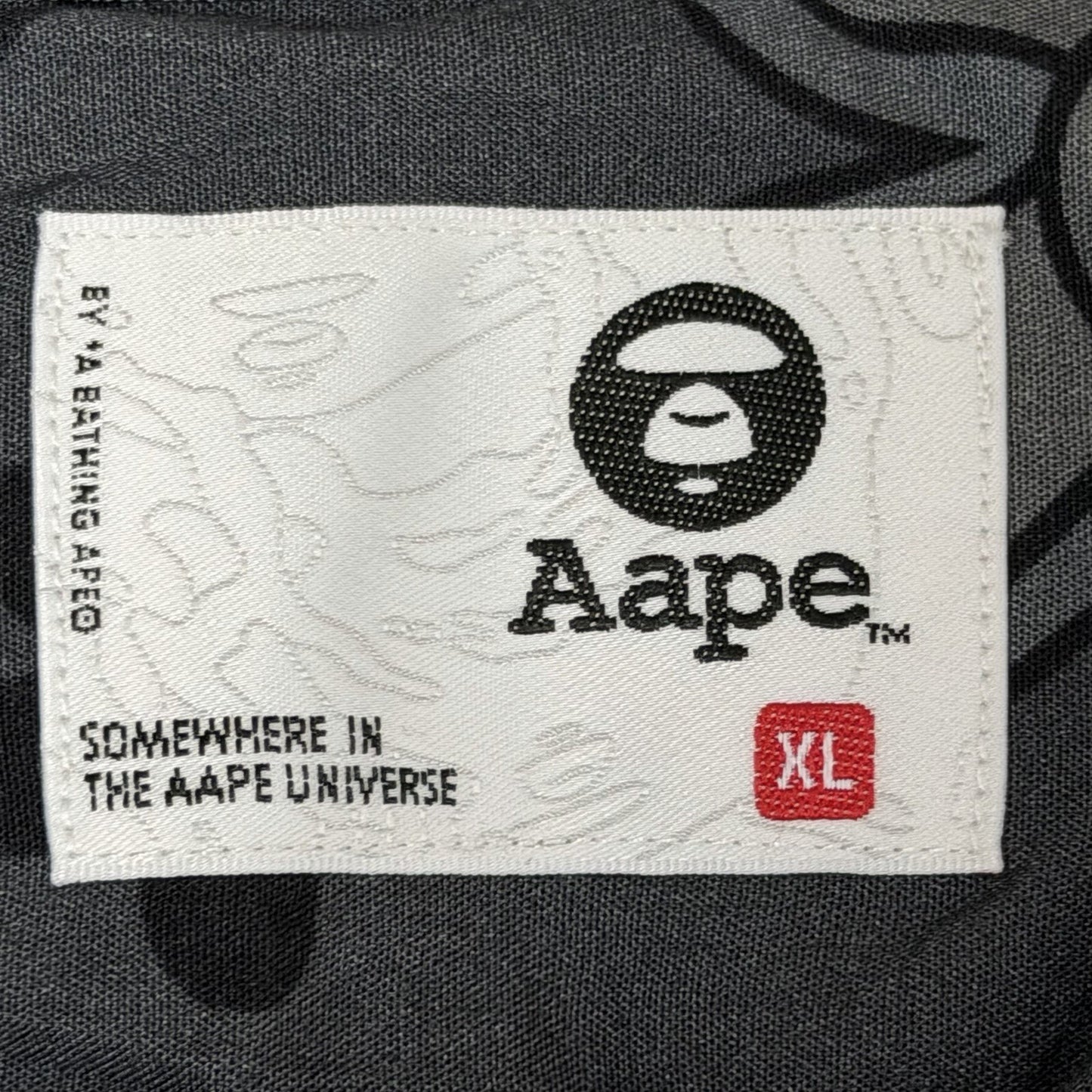 NWT AAPE A Bathing Ape Shirt Men’s XL Grey Camp Collar Short Sleeve Moonface