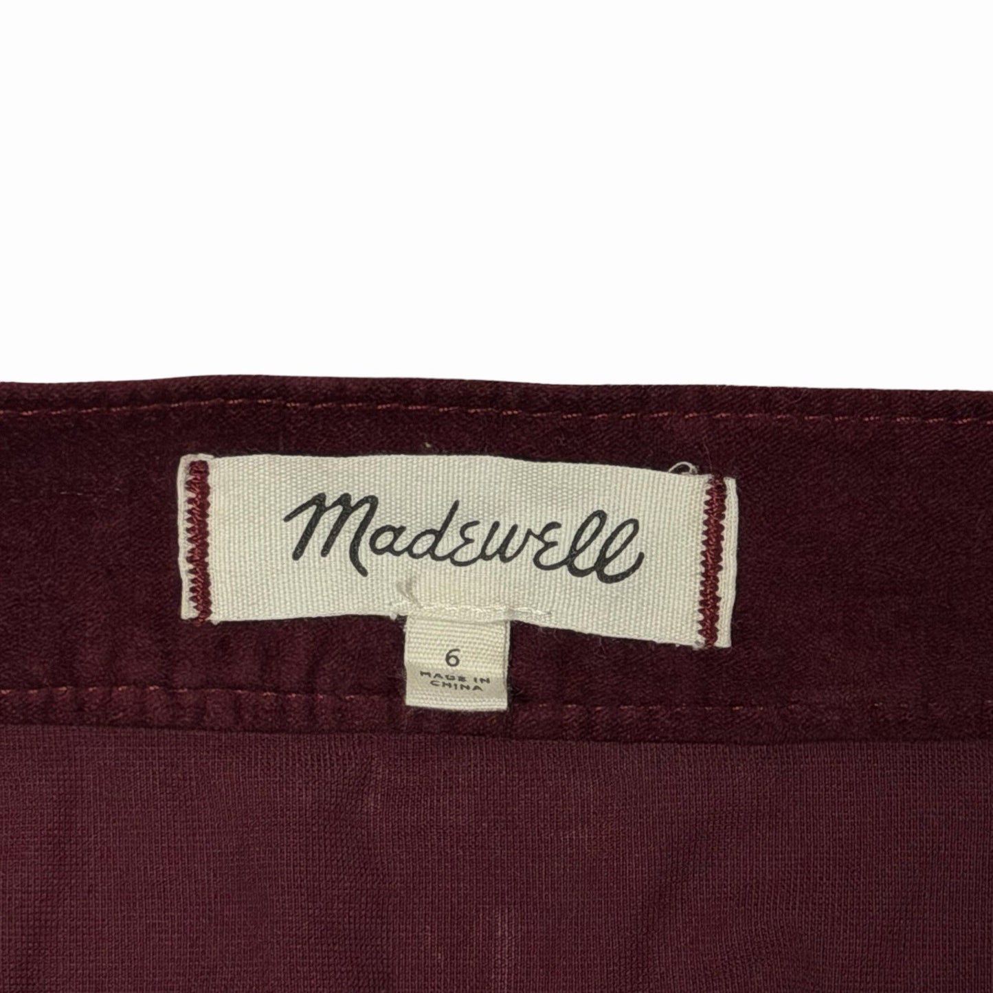 Madewell Velvet Skirt Women’s 29w Dark Red Zip Detail