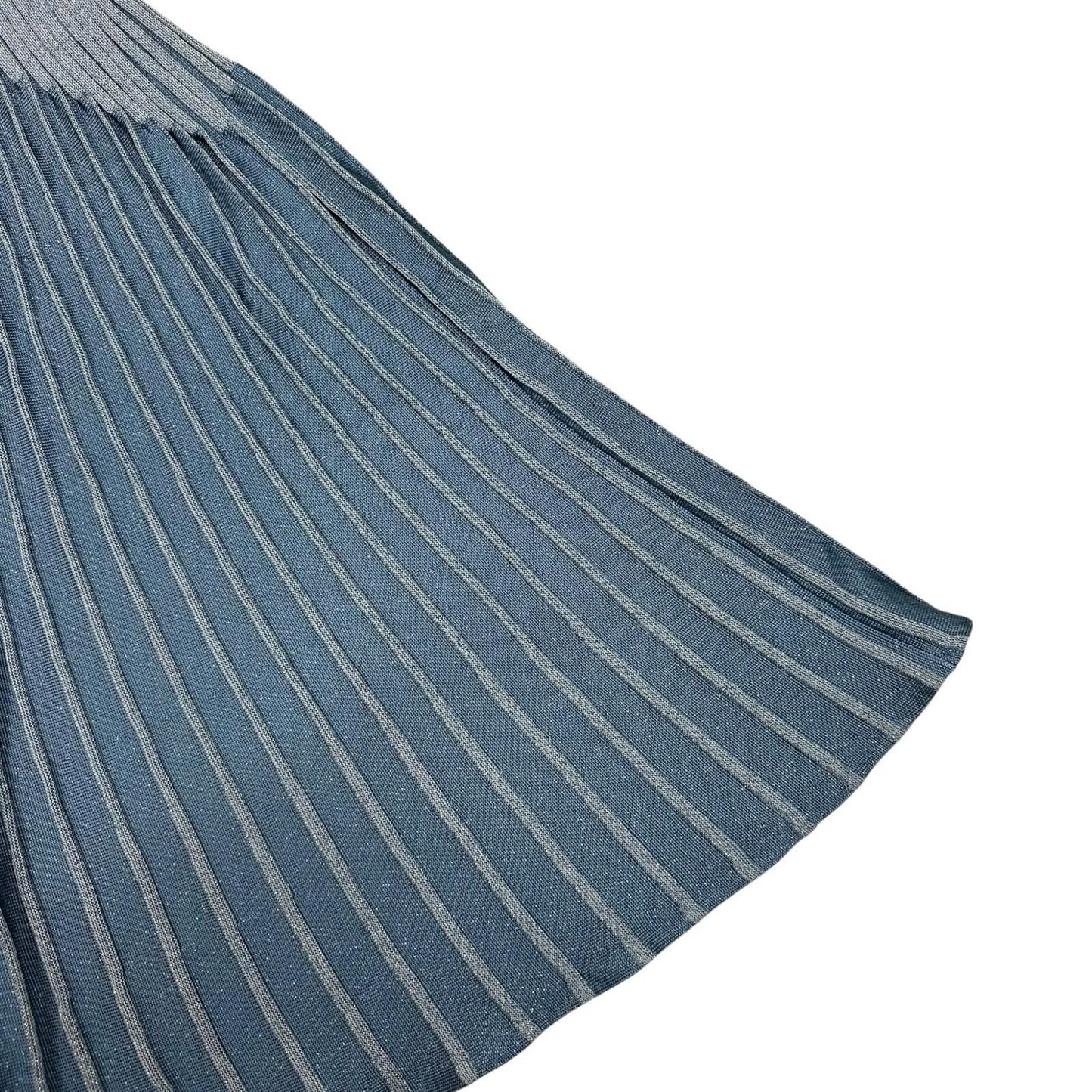 NWT Balmain Ribbed Knit Skirt FW19 Women’s FR44 30w Blue Made In France