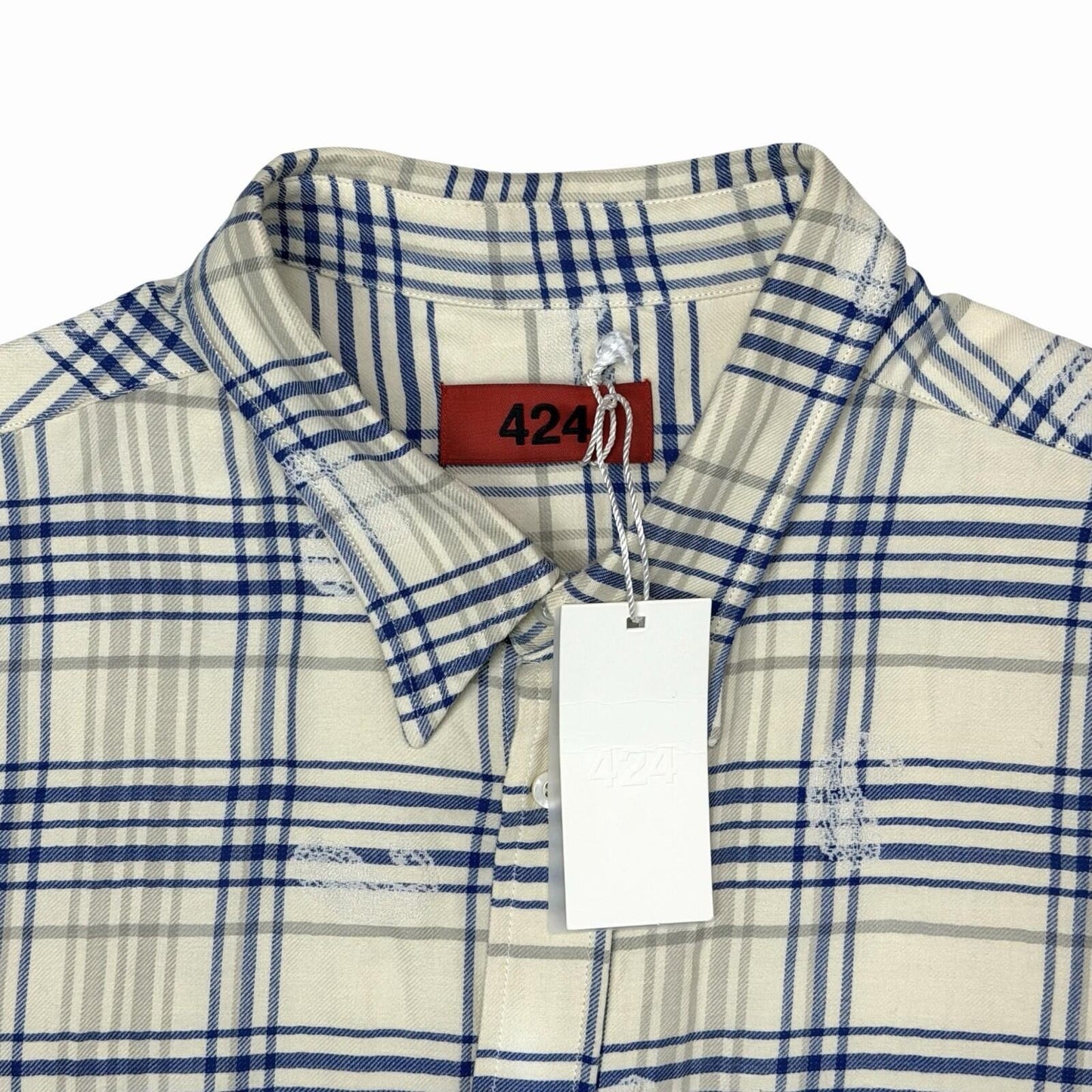 NWT 424 Camicia Shirt Men’s Large SS23 Blue/Cream Paisley Design Made In Italy