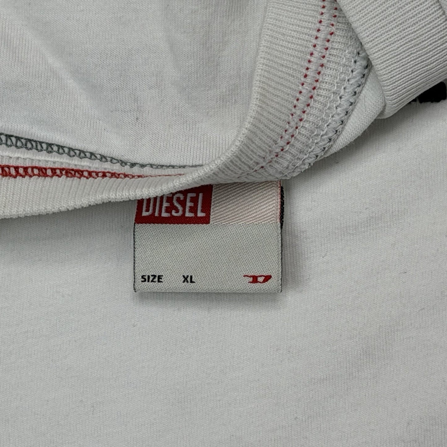 Vintage Diesel T-Shirt Men’s Slim XL White Embroidered Logo y2k 00’s