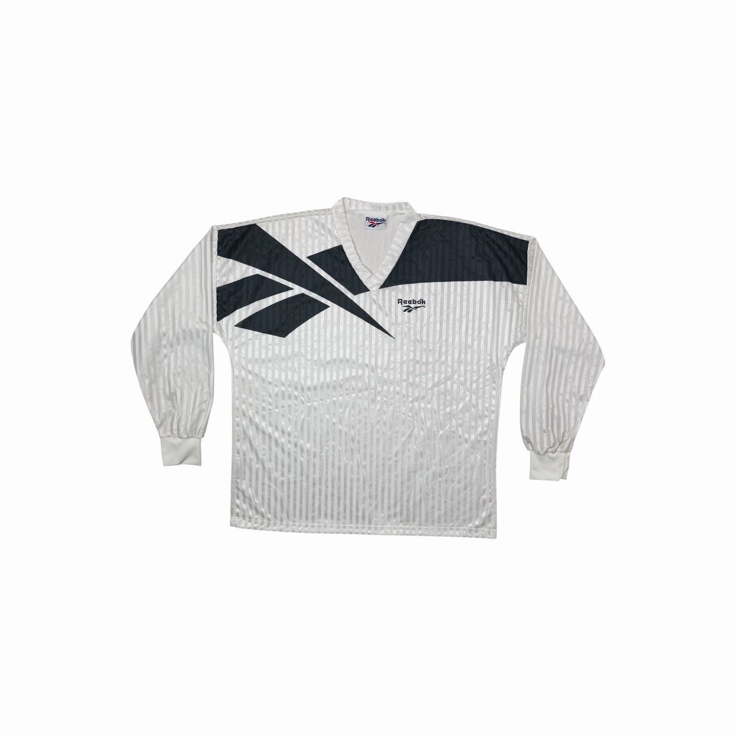 Vintage 90’s Reebok Football Shirt Men’s XXL White And Black Long Sleeve