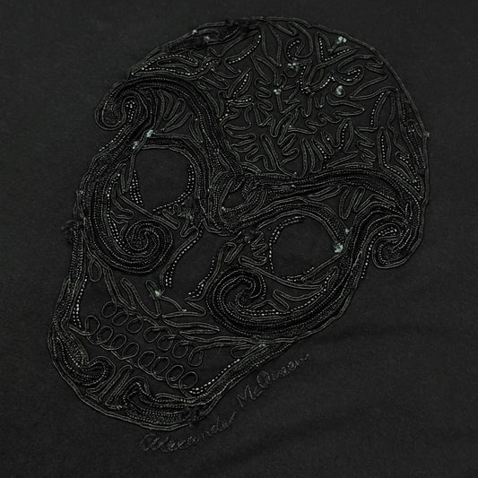 SS12 Alexander McQueen Skull T-Shirt Men’s XS Black Embroidered Design