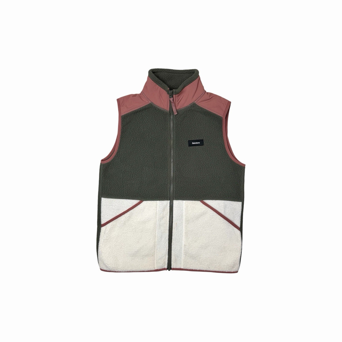 Finisterre Gilet Fleece Jacket Women’s UK8 Green, Cream And Pink