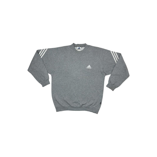 Vintage Adidas Jumper Men’s Large Grey Three Stripes Detailing 90’s Sportswear