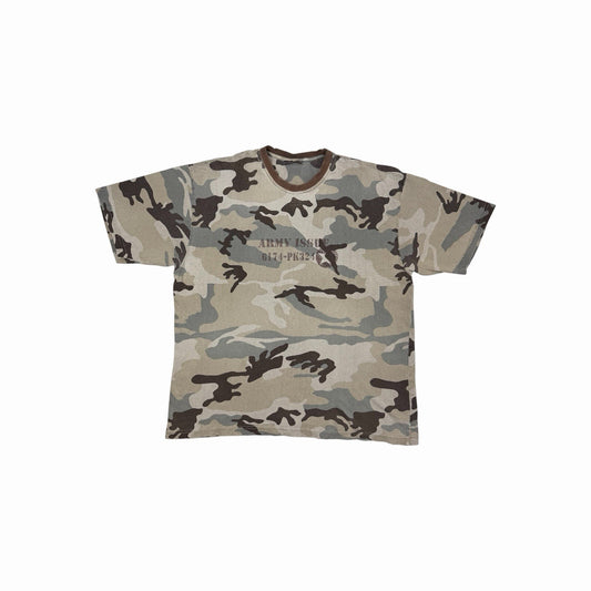 Vintage Army T-Shirt Men’s Large Brown And Green Distressed Faded
