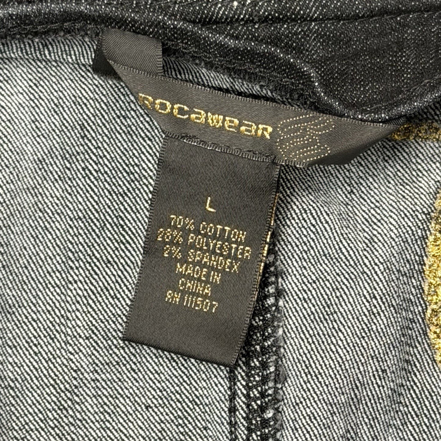 Vintage Rocawear Denim Waistcoat Women’s Large Dark Blue Denim Embroidered
