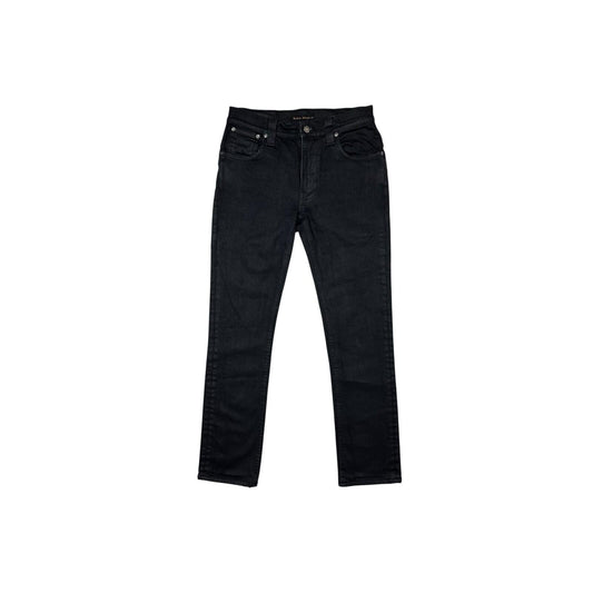 Nudie Jeans Thin Finn Men’s 30w 29l Black Organic Cotton Made In Italy