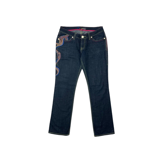 Vintage Coogi Jeans Women’s 32w 32l Dark Denim Embroidered Design Boot Cut