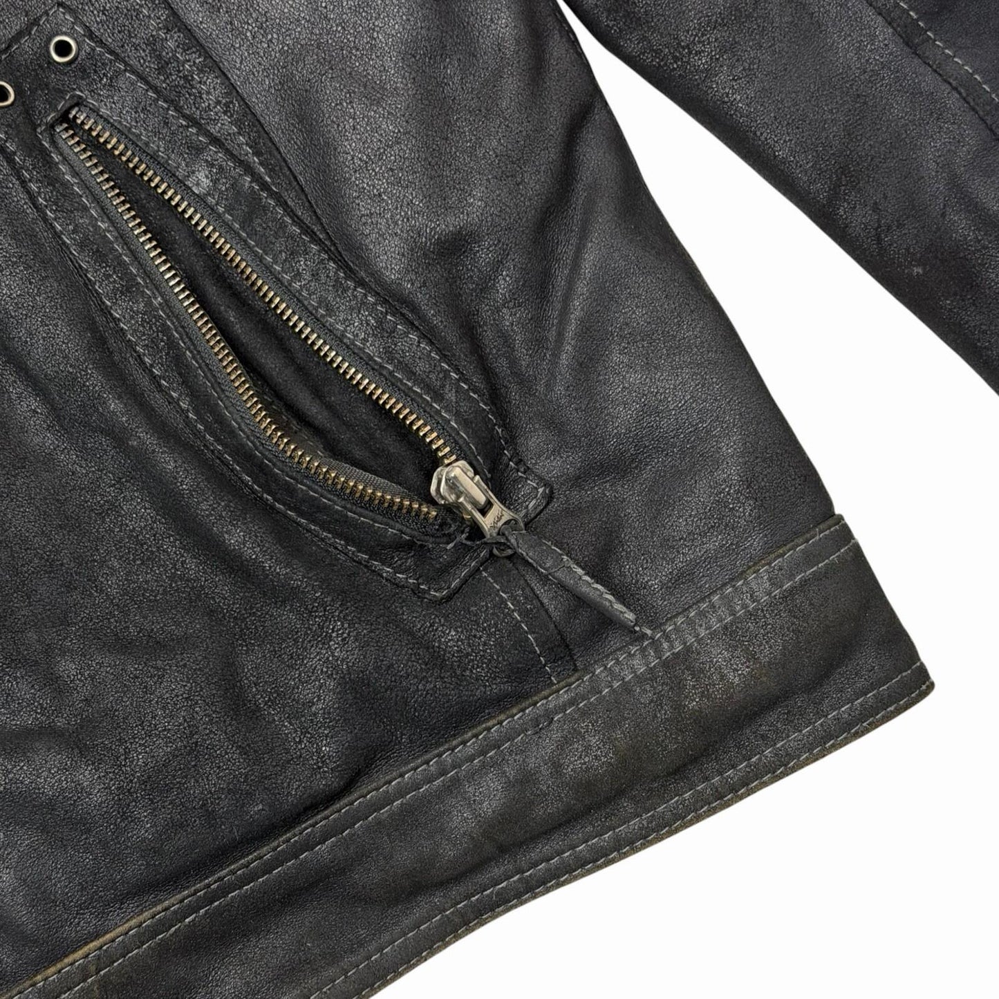 Vintage Vera Pelle Union Jack Moto Leather Jacket Men’s Large Black