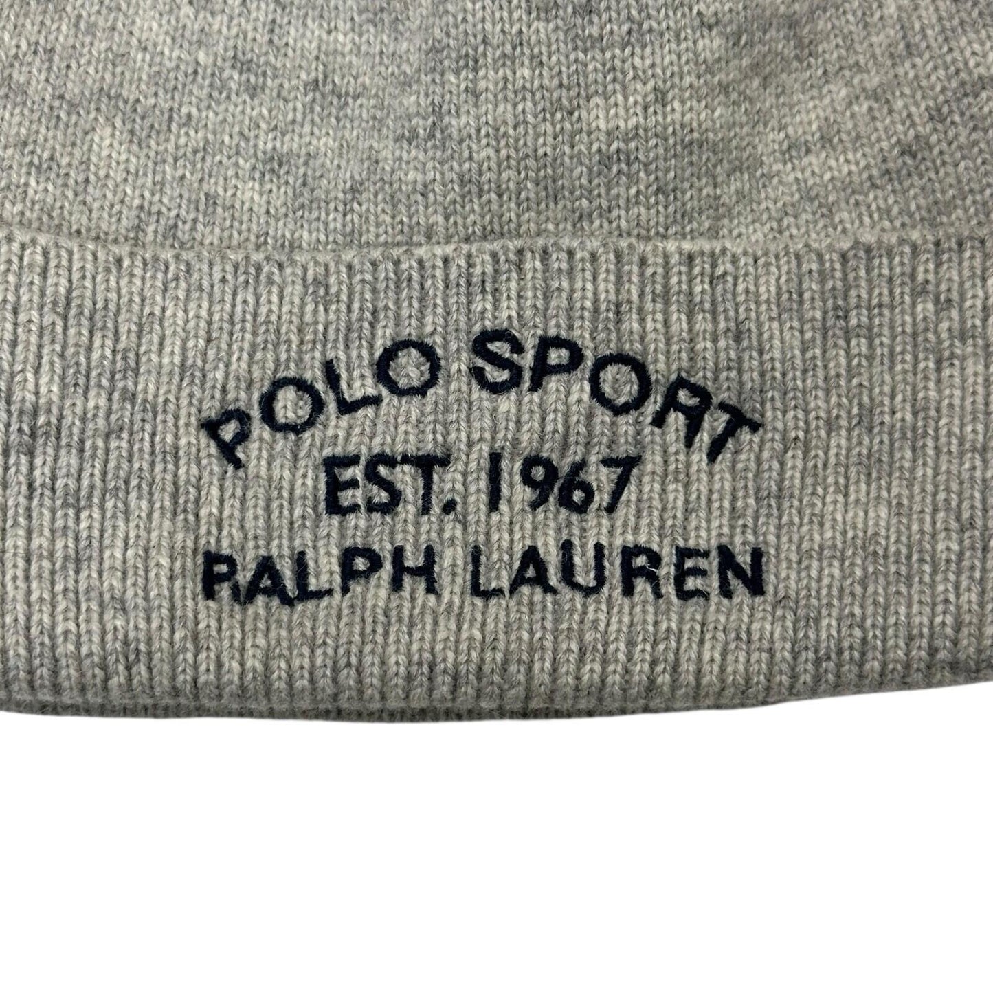 Vintage Polo Sport Ralph Lauren Beanie Grey Lambswool Embroidered Logo