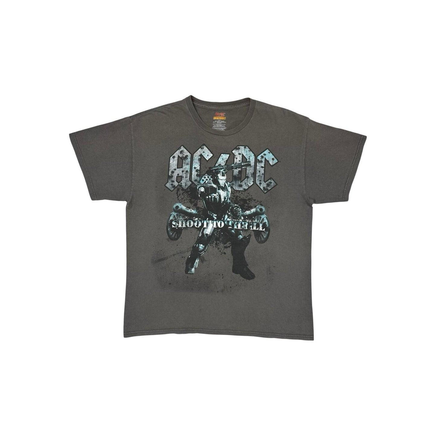 2010 Iron Man 2 AC/DC T-Shirt Men’s Large Grey Marvel Graphic Print