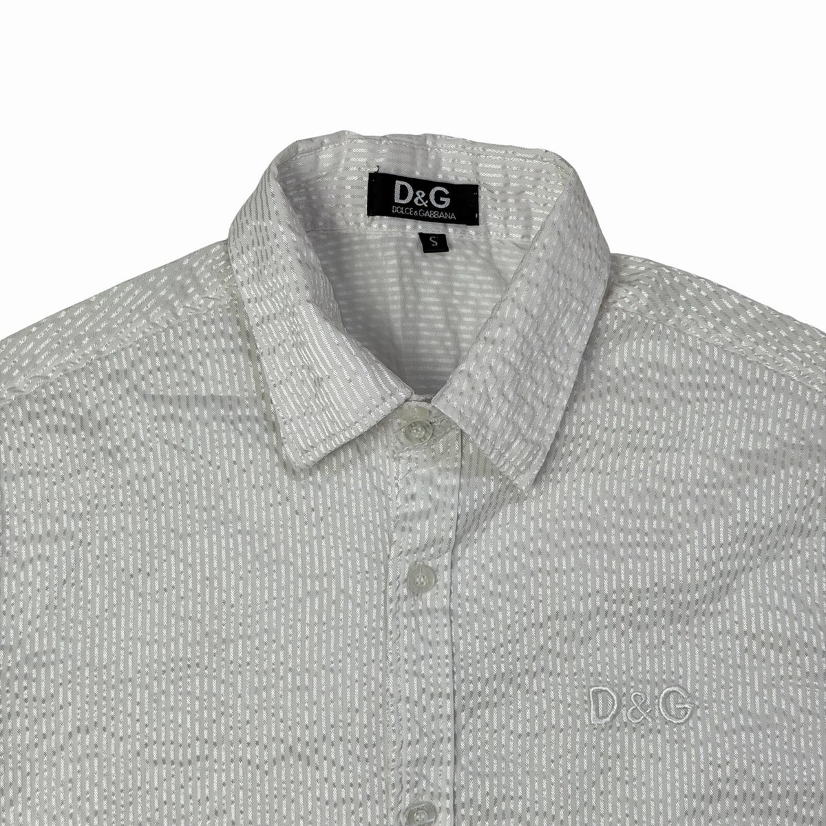 Vintage Dolce & Gabbana Long Sleeve Shirt Men’s Small White Ruffled Textured