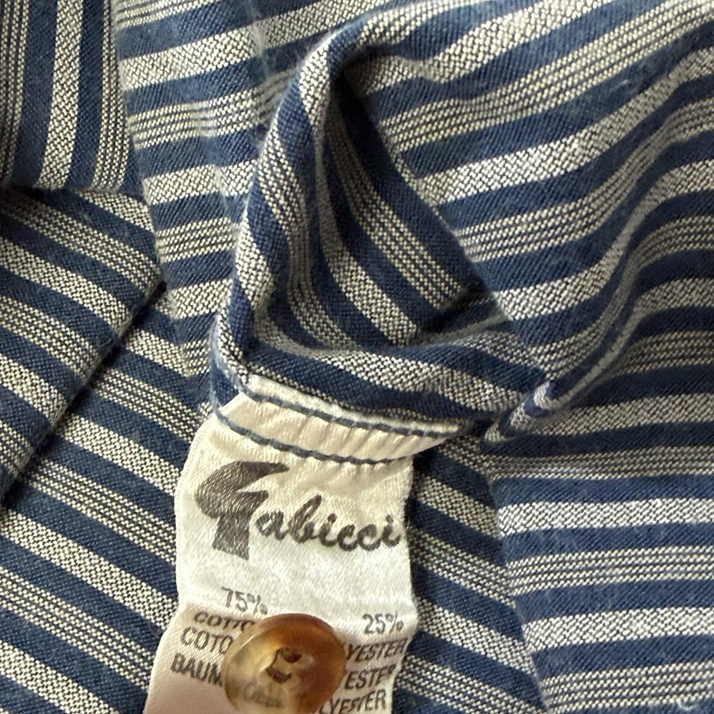 Vintage Gabicci Shirt Men’s Large Striped Navy, Cream And Grey