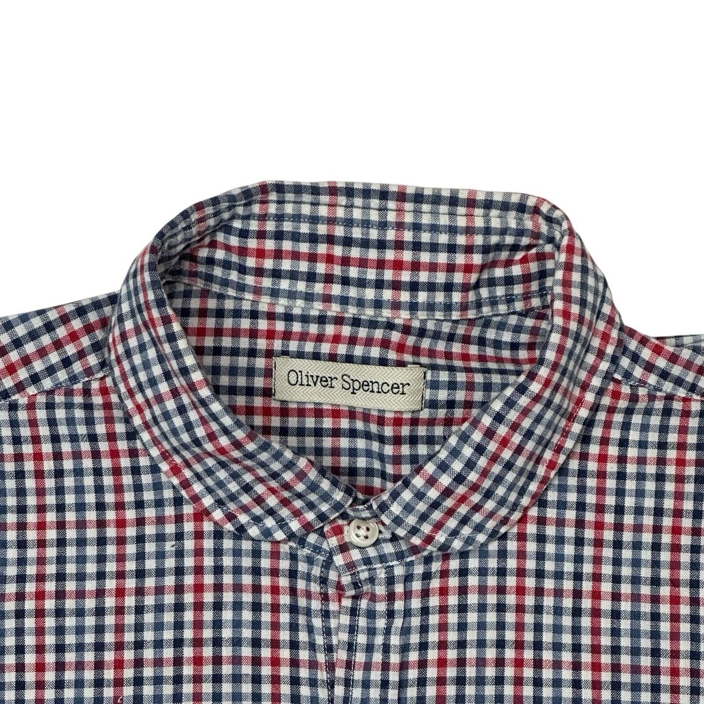 Vintage Oliver Spencer Shirt Men’s Large Red And Blue Check Long Sleeve