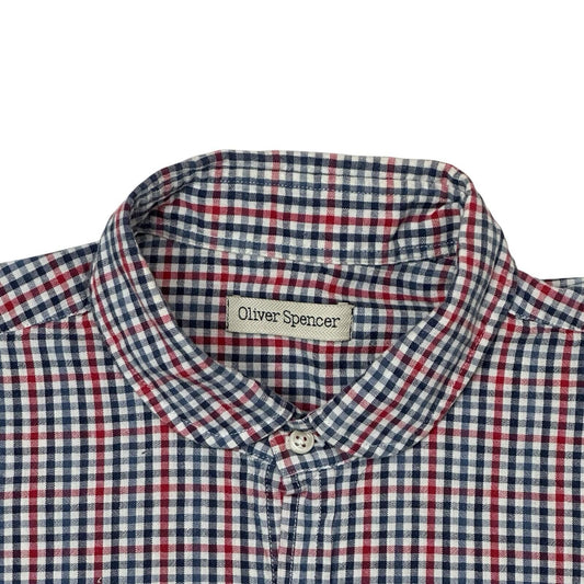 Vintage Oliver Spencer Shirt Men’s Large Red And Blue Check Long Sleeve