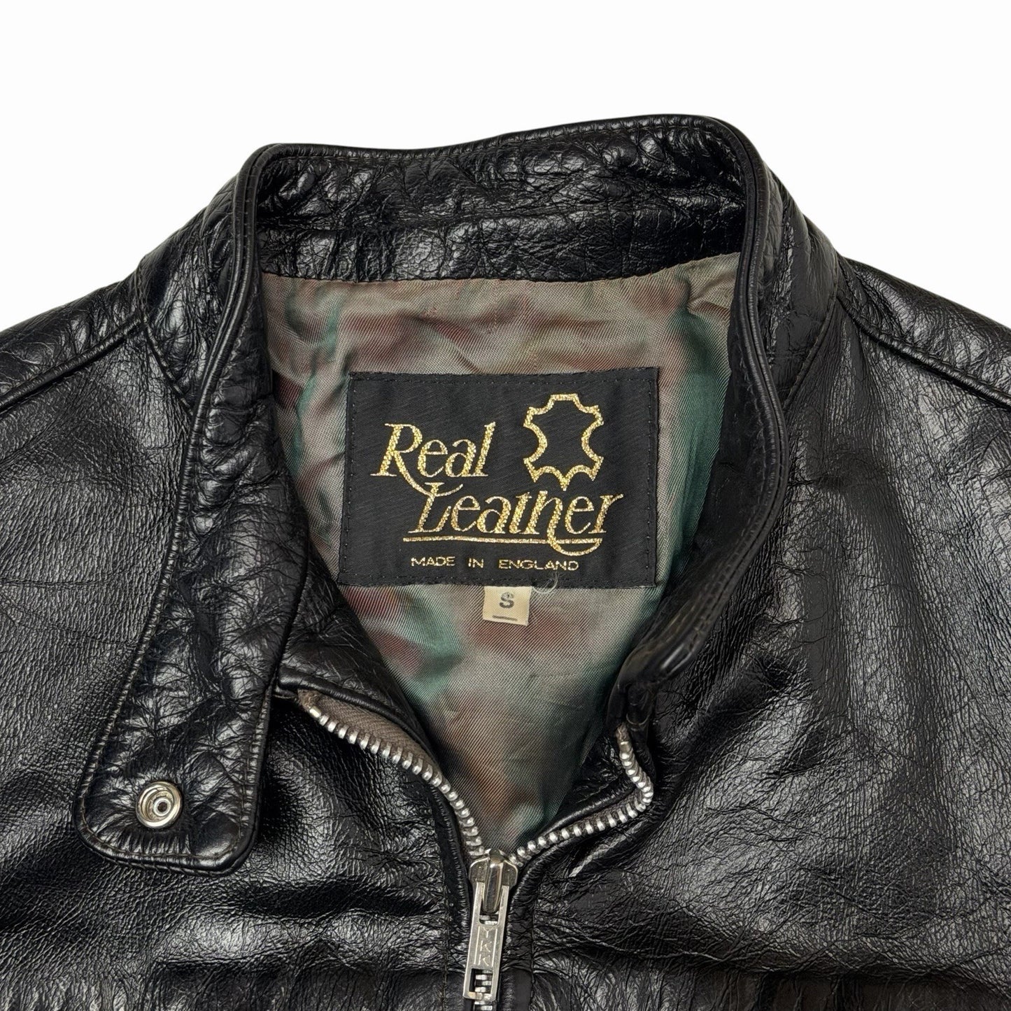 Vintage Leather Biker Jacket Women’s Small Black Made In England
