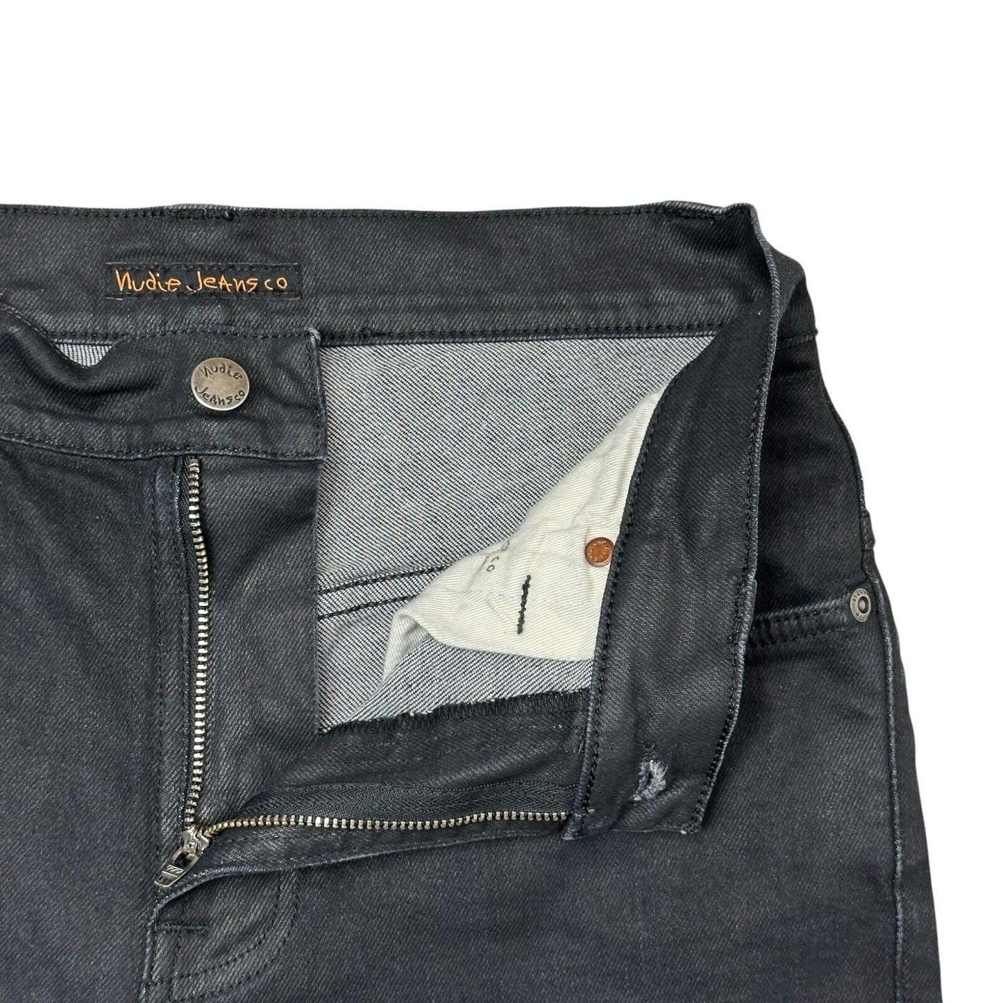 Nudie Jeans Thin Finn Men’s 30w 29l Black Organic Cotton Made In Italy