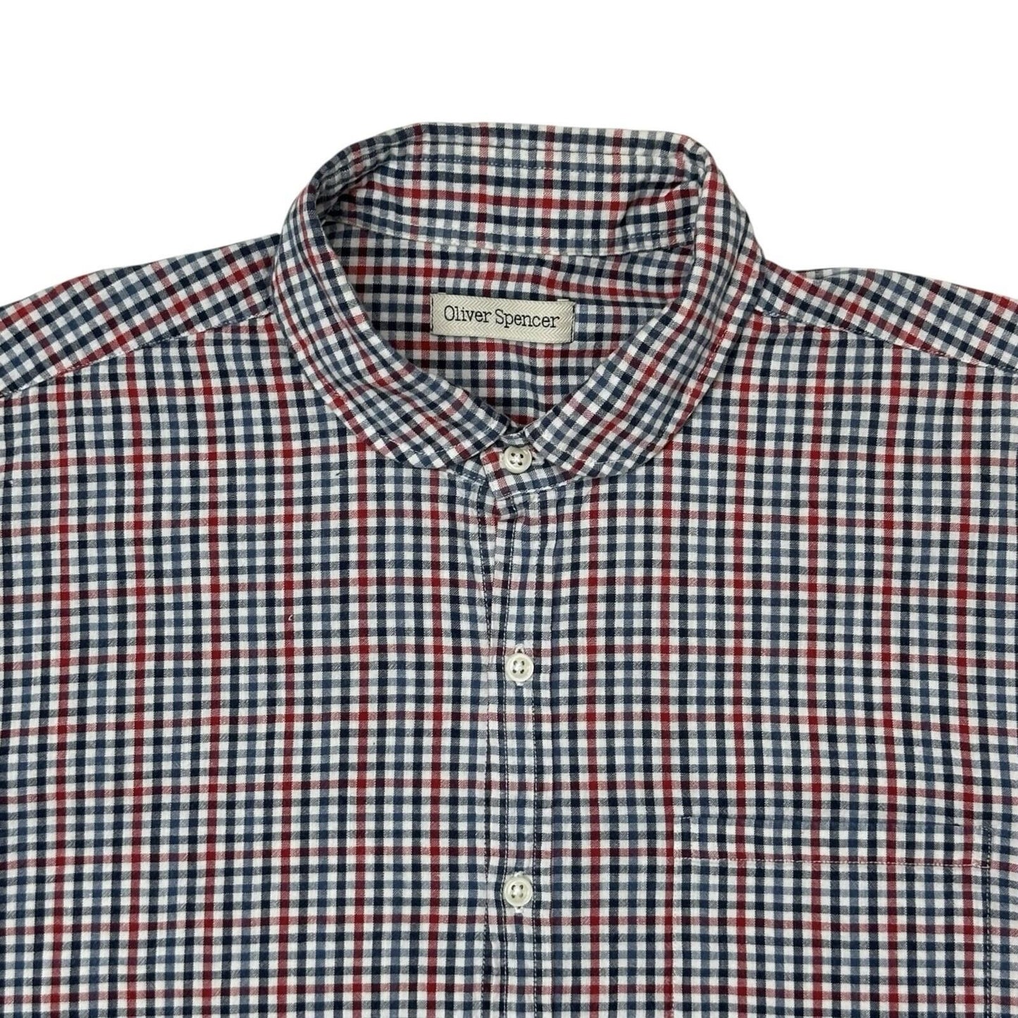 Vintage Oliver Spencer Shirt Men’s Large Red And Blue Check Long Sleeve