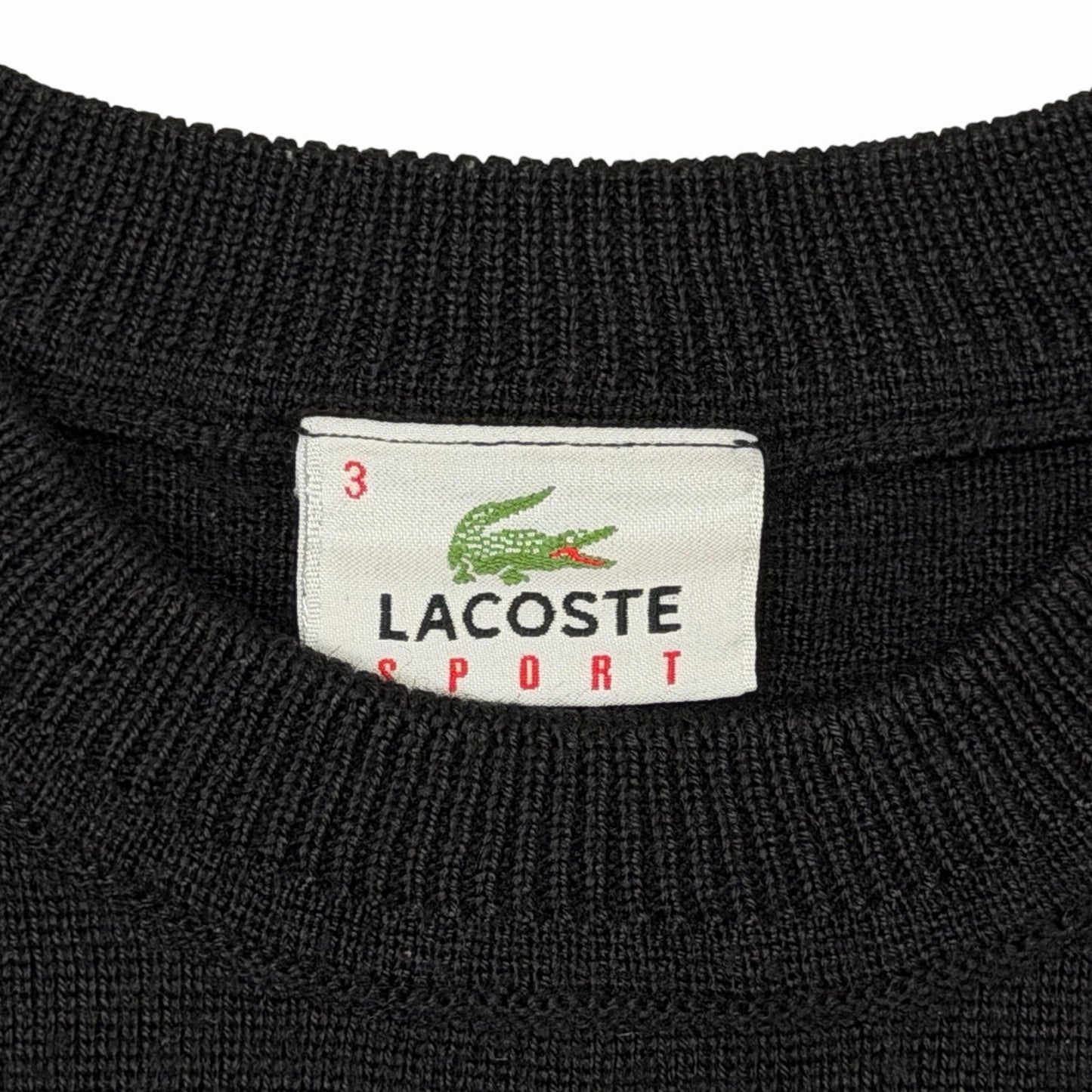 Vintage Lacoste Wool Crew Neck Jumper Men’s Small Black 00’s y2k
