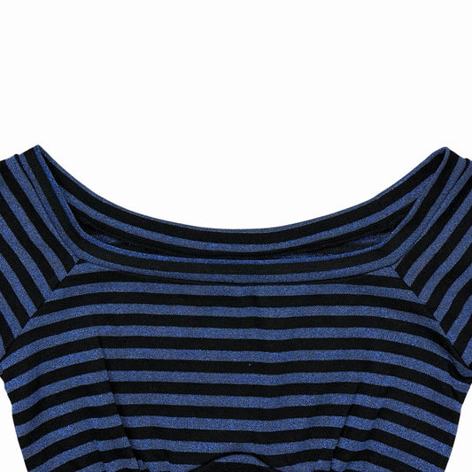 Kikka The Diary Of Stripe Top Women’s Small Blue And Black Japanese Brand