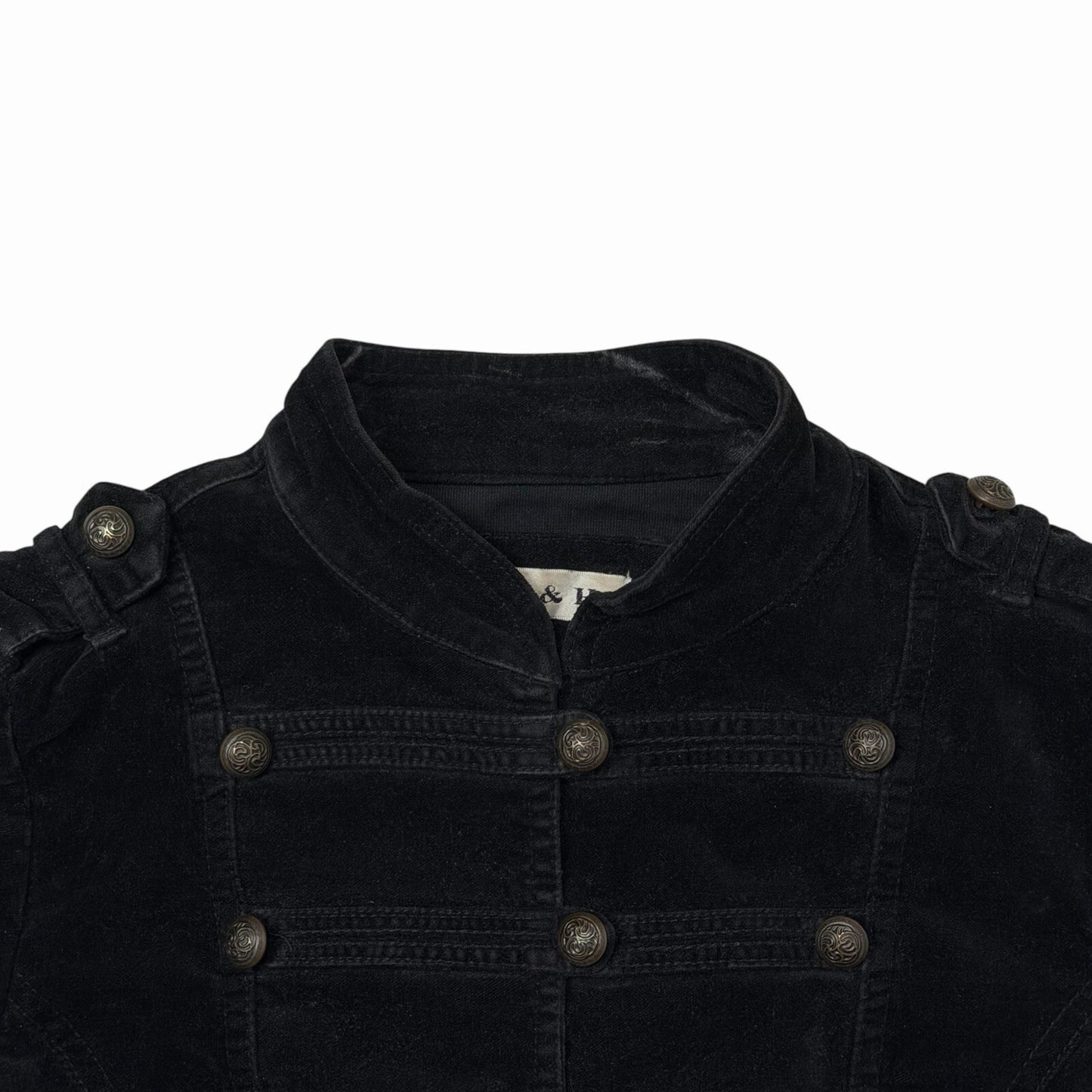 Vintage Military Marching Jacket Women’s Small Black Button Detailing Y2K