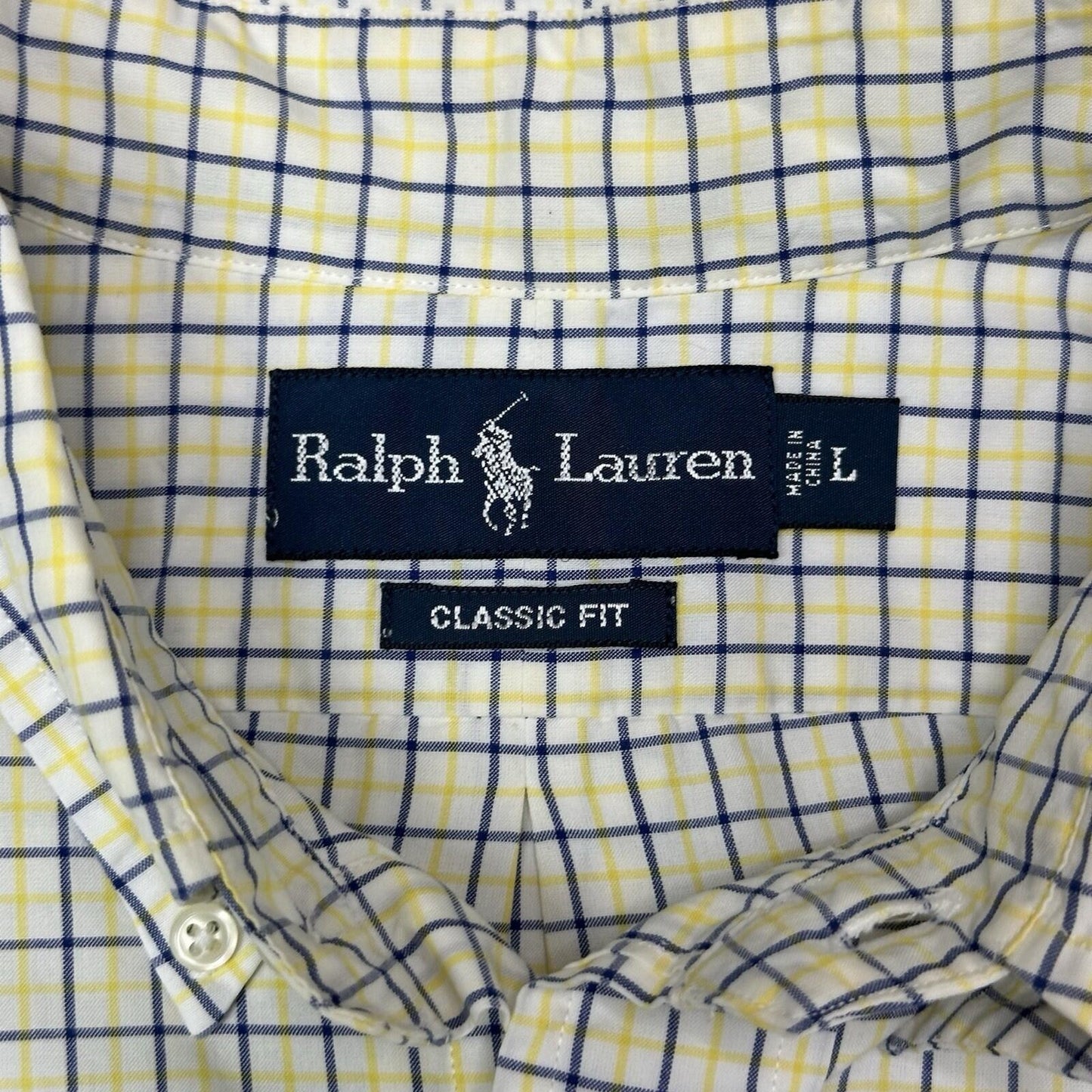 Vintage Polo Ralph Lauren Shirt Men’s Large Yellow, Blue And White Check