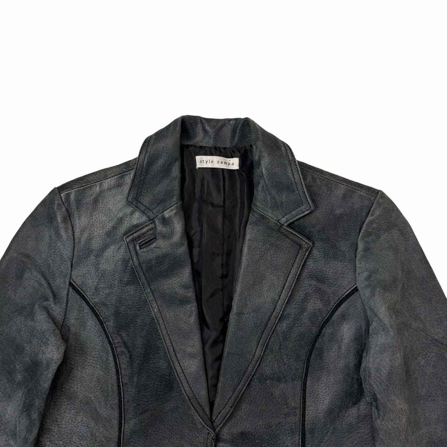 Vintage Leather Jacket Women’s Small Grey Black Zampa Japanese Design
