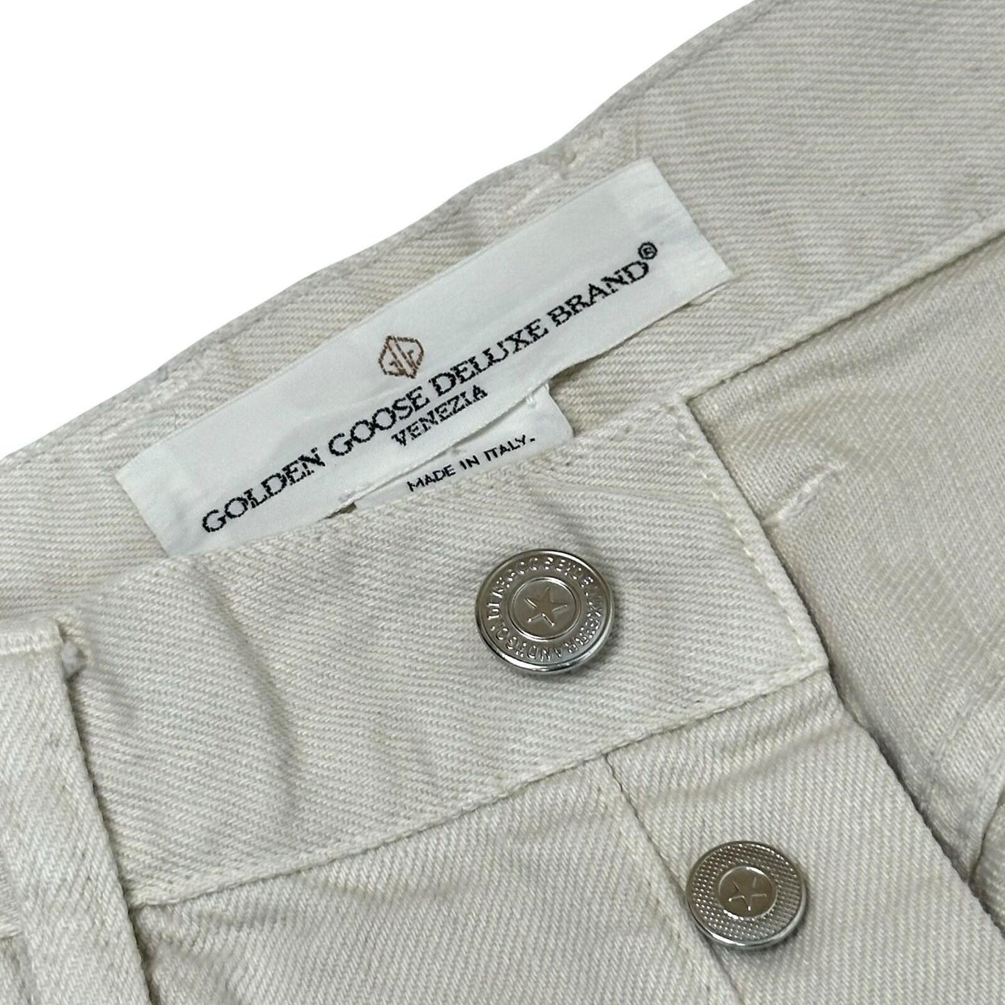 Golden Goose Judy Jeans Ecru Cream Made In Italy Straight Leg 29w 28l