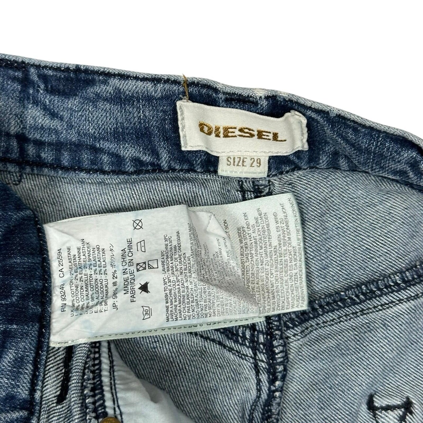 Vintage Diesel Biker Skinny Jeans Women’s 29w 32l Blue Denim Low Rise