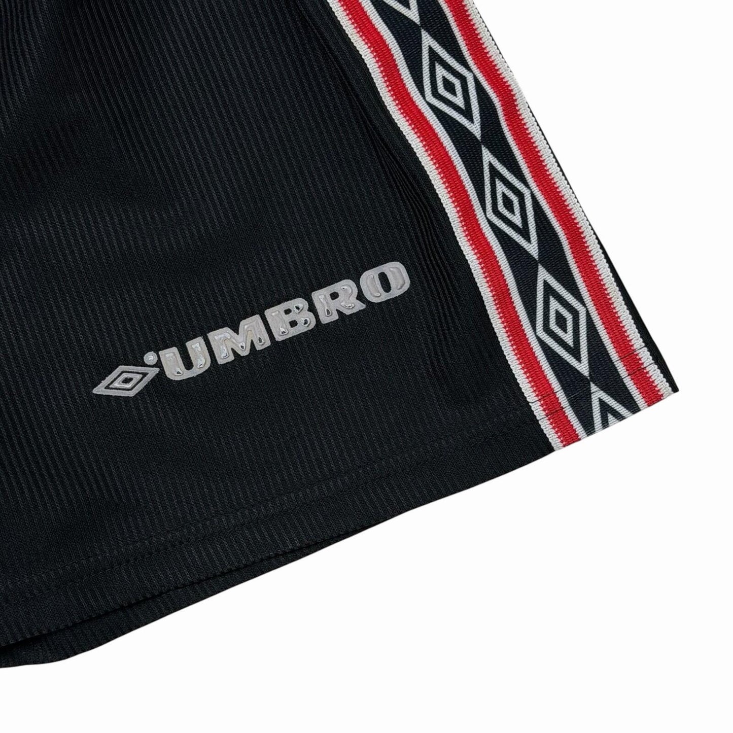 Vintage 1998 Manchester United Shorts Umbro Away Kit Youth Small Black
