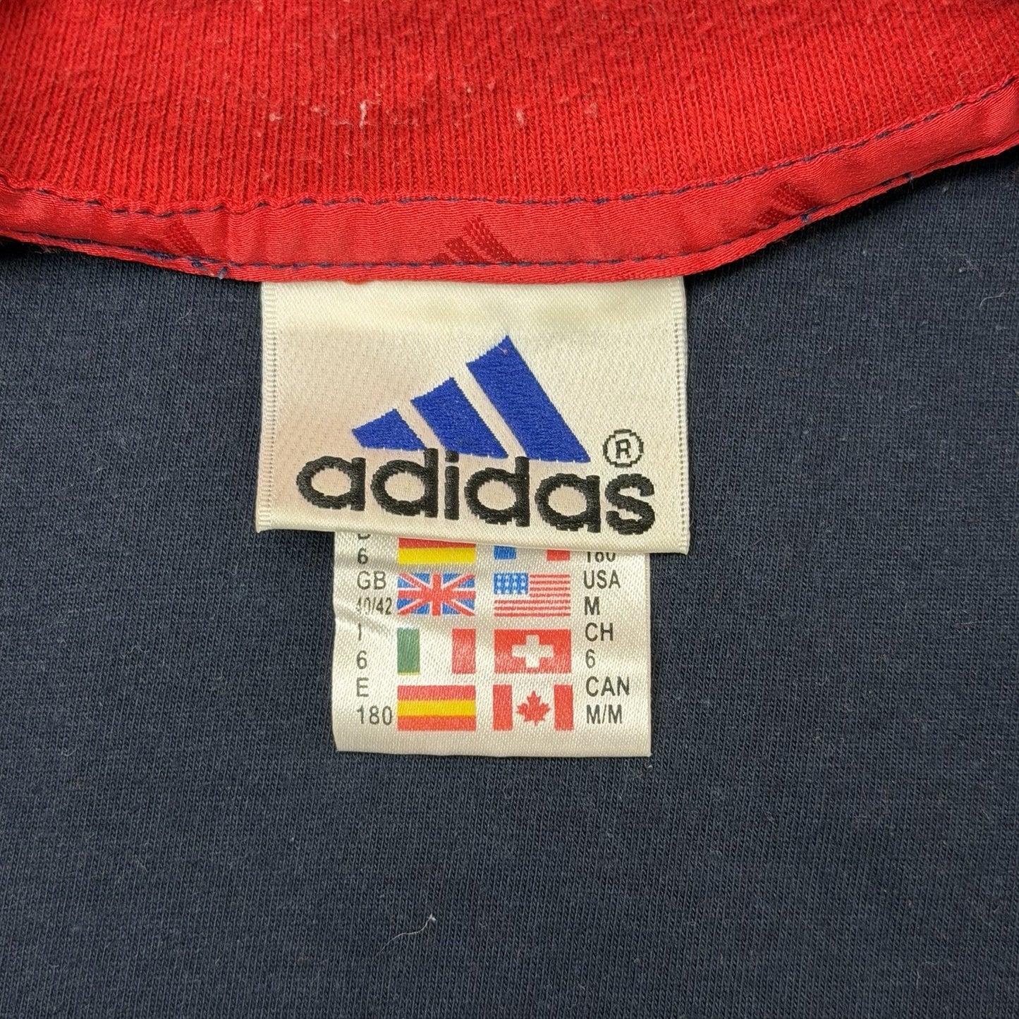 Vintage Adidas Long Sleeve T-Shirt Navy Blue And Red Embroidered Logo 90’s Retro