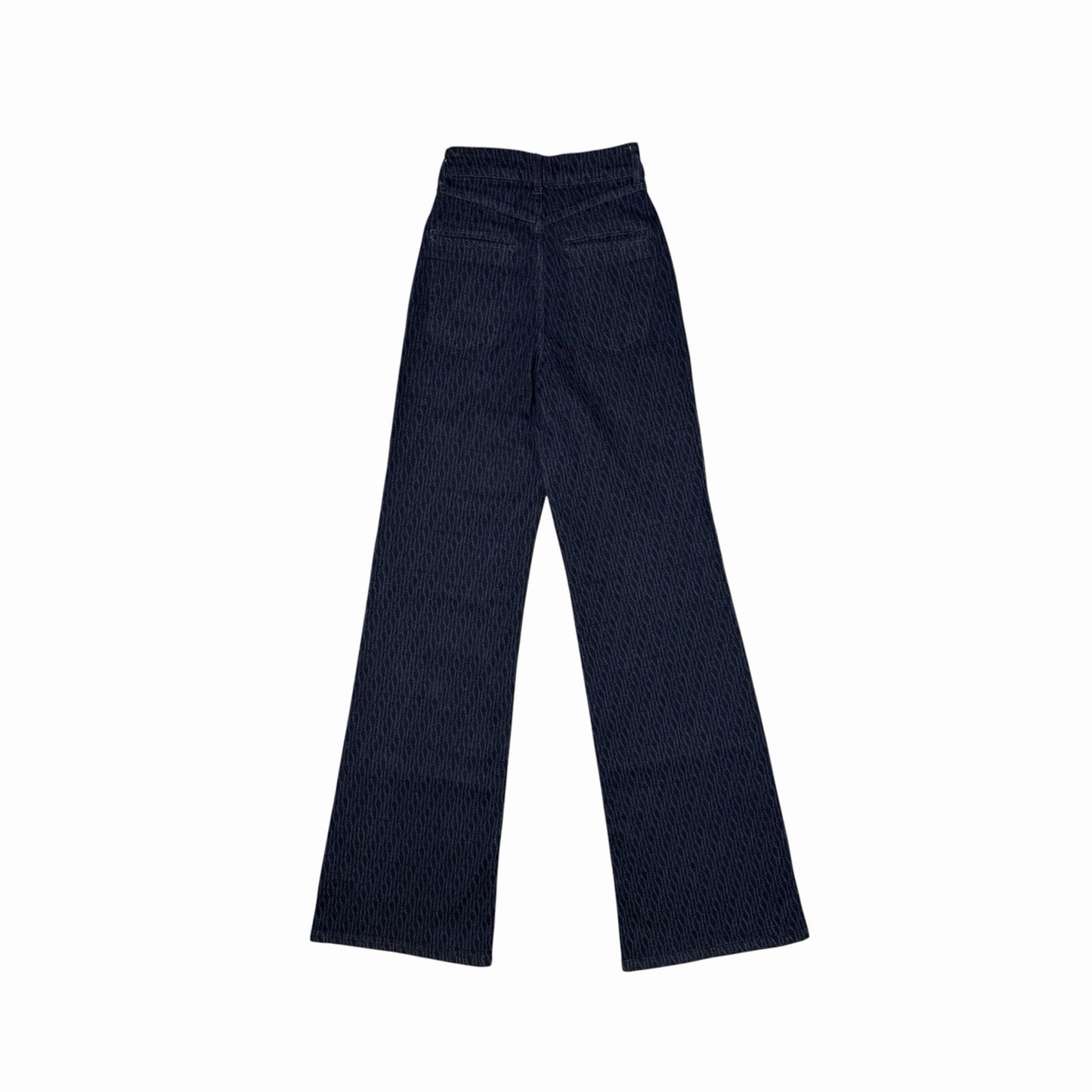 NWT Donna IDA Flared Jeans 23w 35l Blue Denim All Over Print