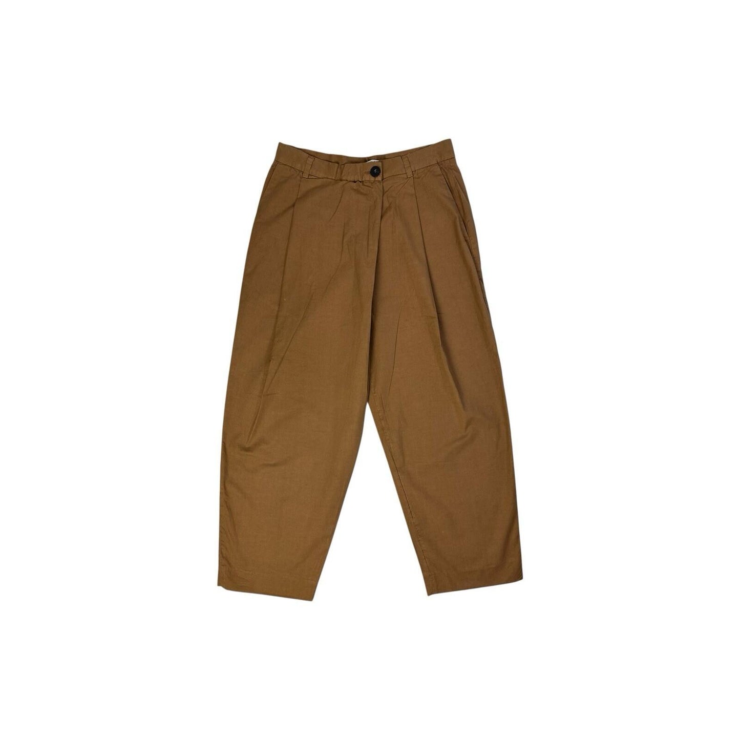 Pomandère Pleated Chino Trousers 27w Women’s Tan Brown Made In Italy