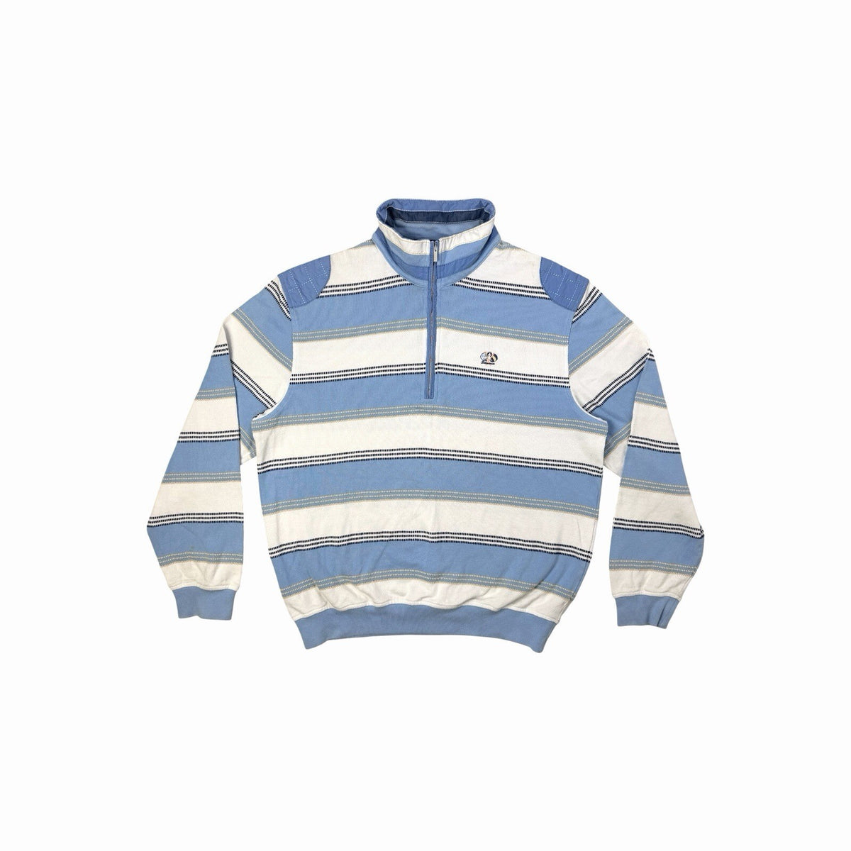 Vintage Claudio Campione 1/4 Zip Sweater Men’s Large Blue And White Stripe