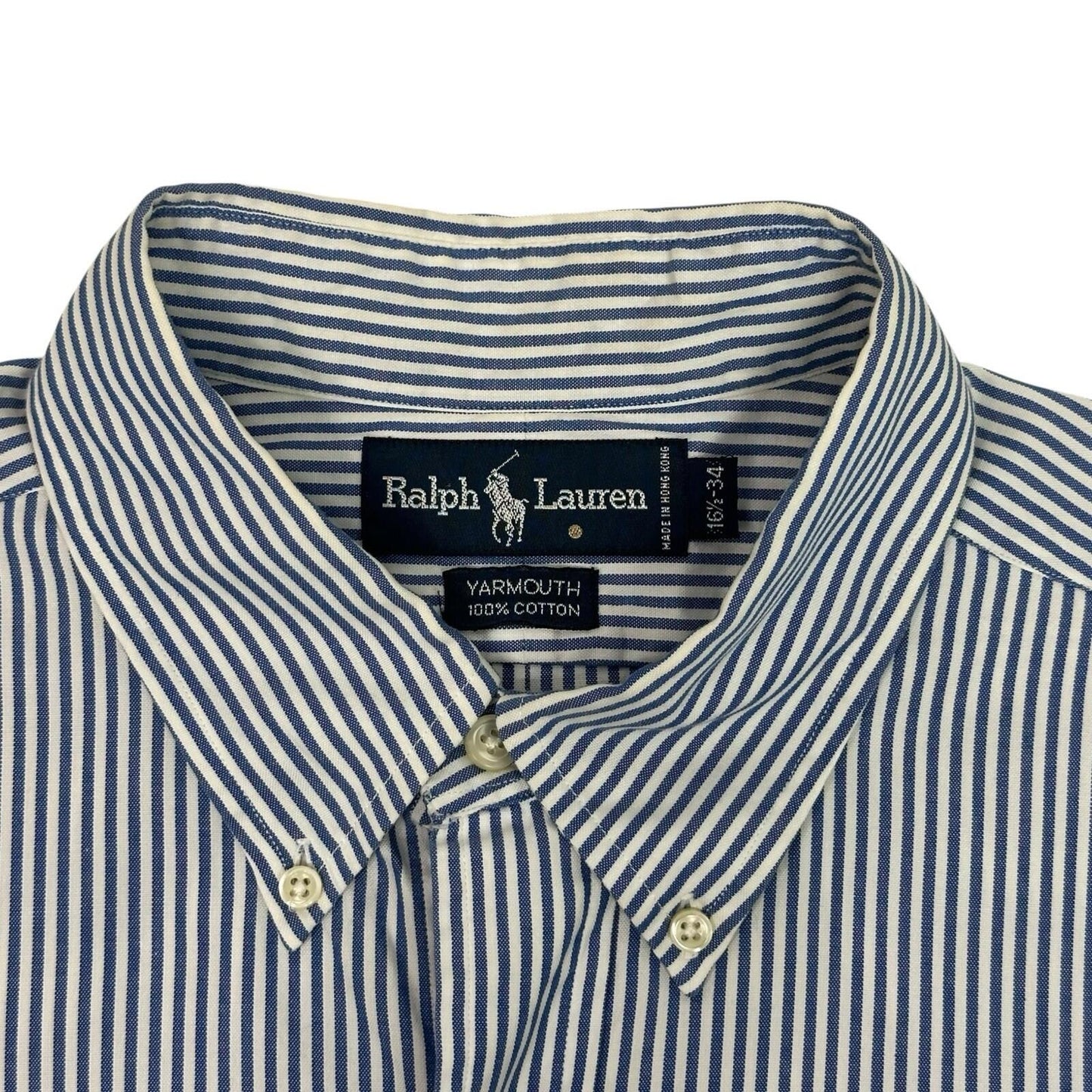 Vintage Polo Ralph Lauren Striped Shirt Men’s Large White And Navy Embroidered