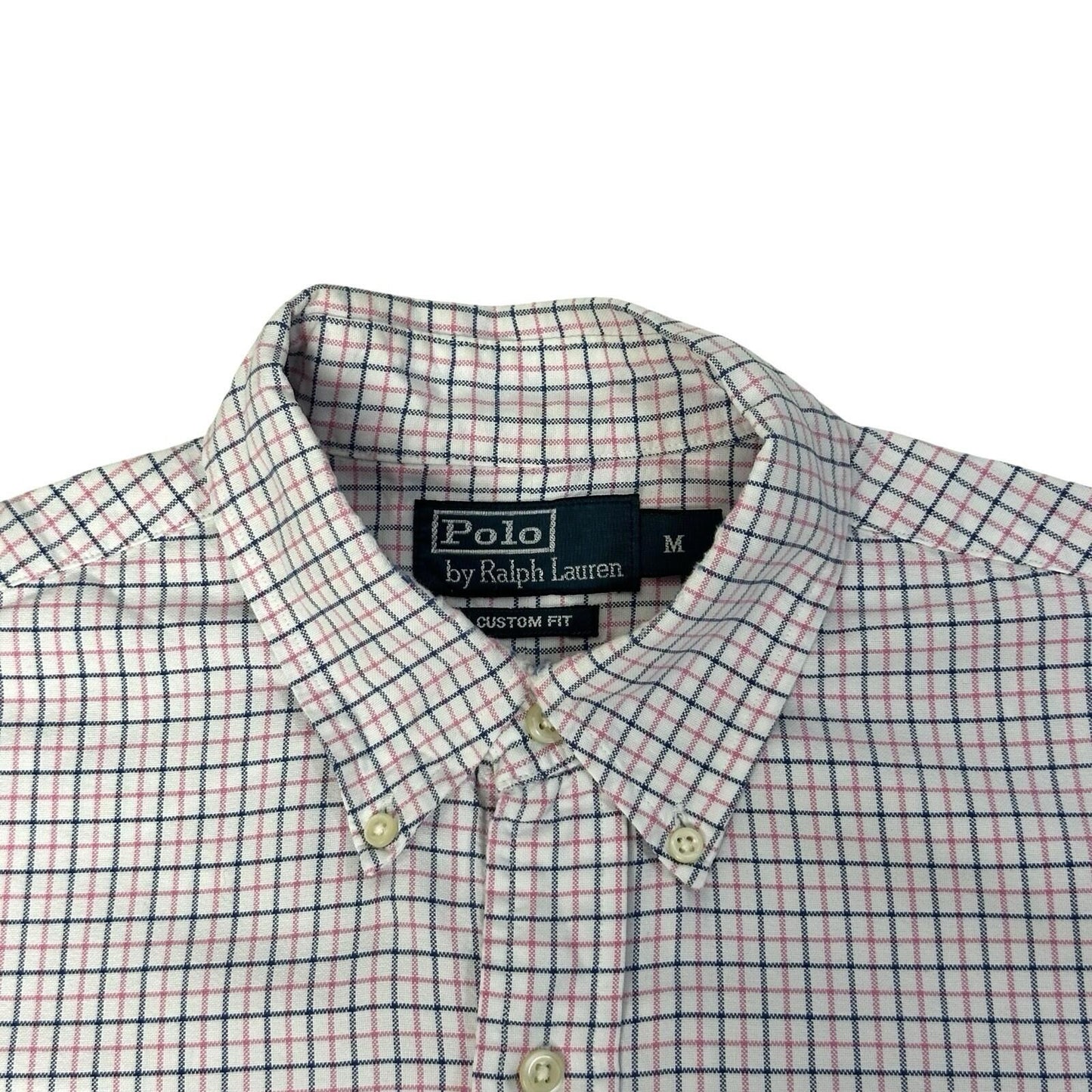Vintage Polo Ralph Lauren Shirt White, Pink And Navy Check Men’s Medium