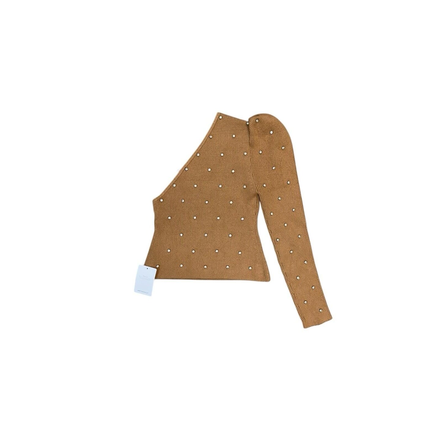 NWT Self-Portrait Brown Knit Top Women’s Small Diamante Detailing AW20
