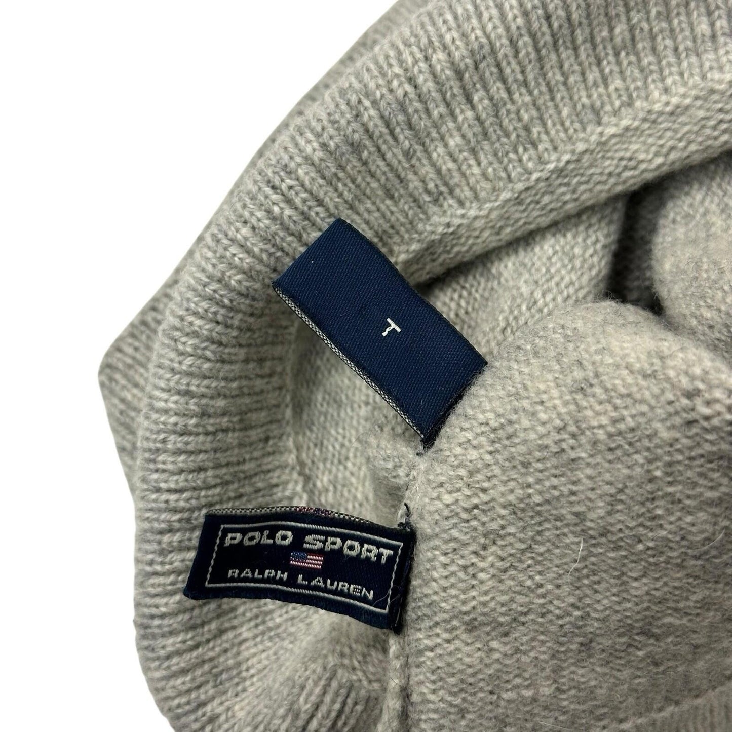 Vintage Polo Sport Ralph Lauren Beanie Grey Lambswool Embroidered Logo