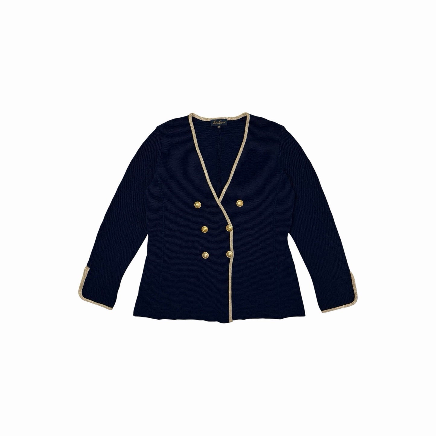 Vintage Luisa Spagnoli Jacket Women’s Medium Navy Blue And Gold Made In Italy
