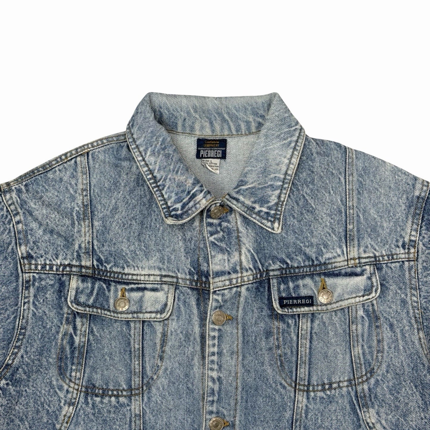 Vintage 80’s Pierregi Denim Jacket Men’s Large Blue Made In Italy