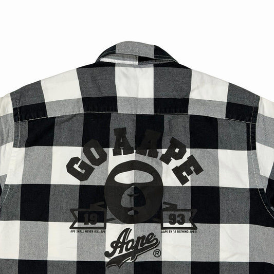 AAPE A Bathing Ape Shirt Men’s Medium Black And White Check Pattern