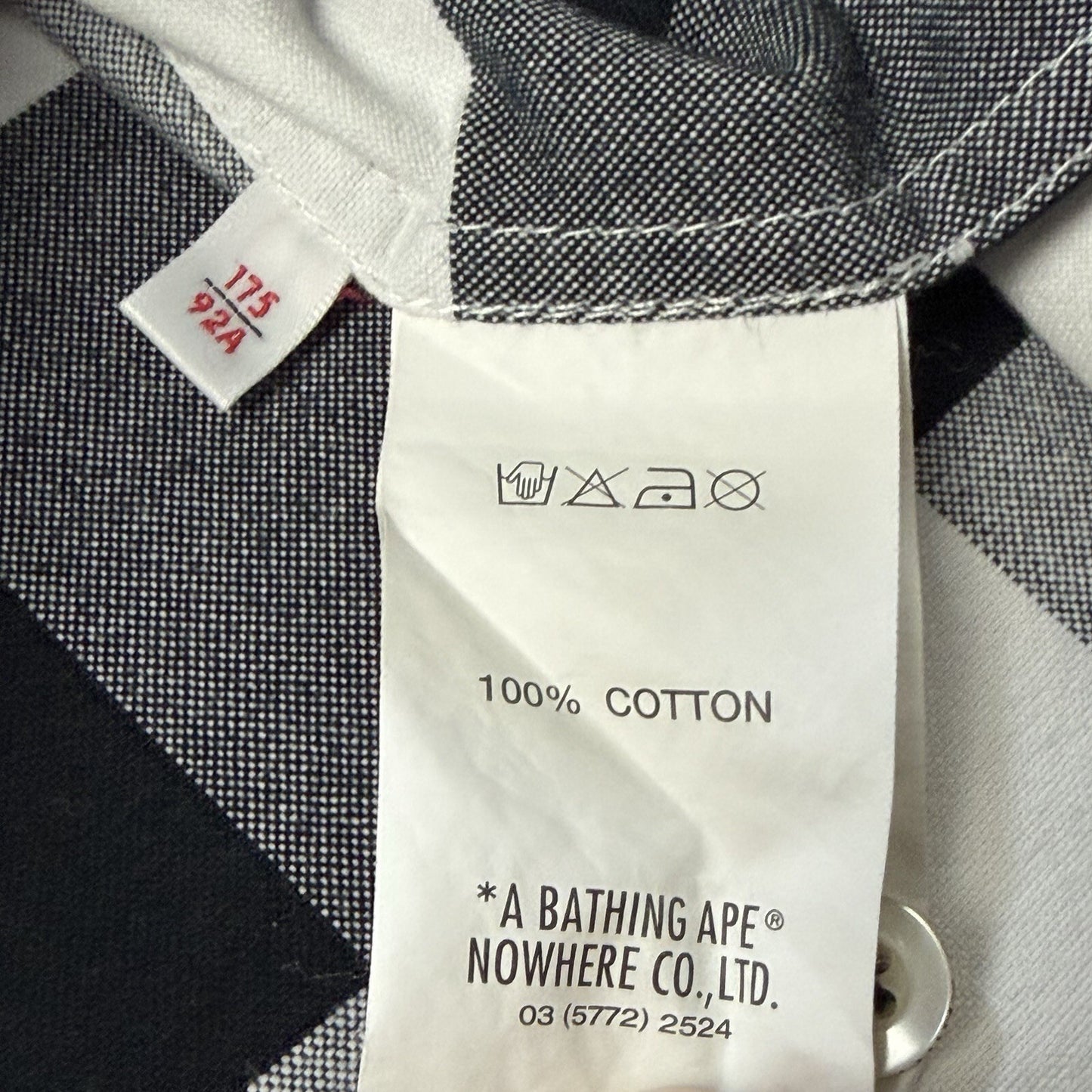AAPE A Bathing Ape Shirt Men’s Medium Black And White Check Pattern
