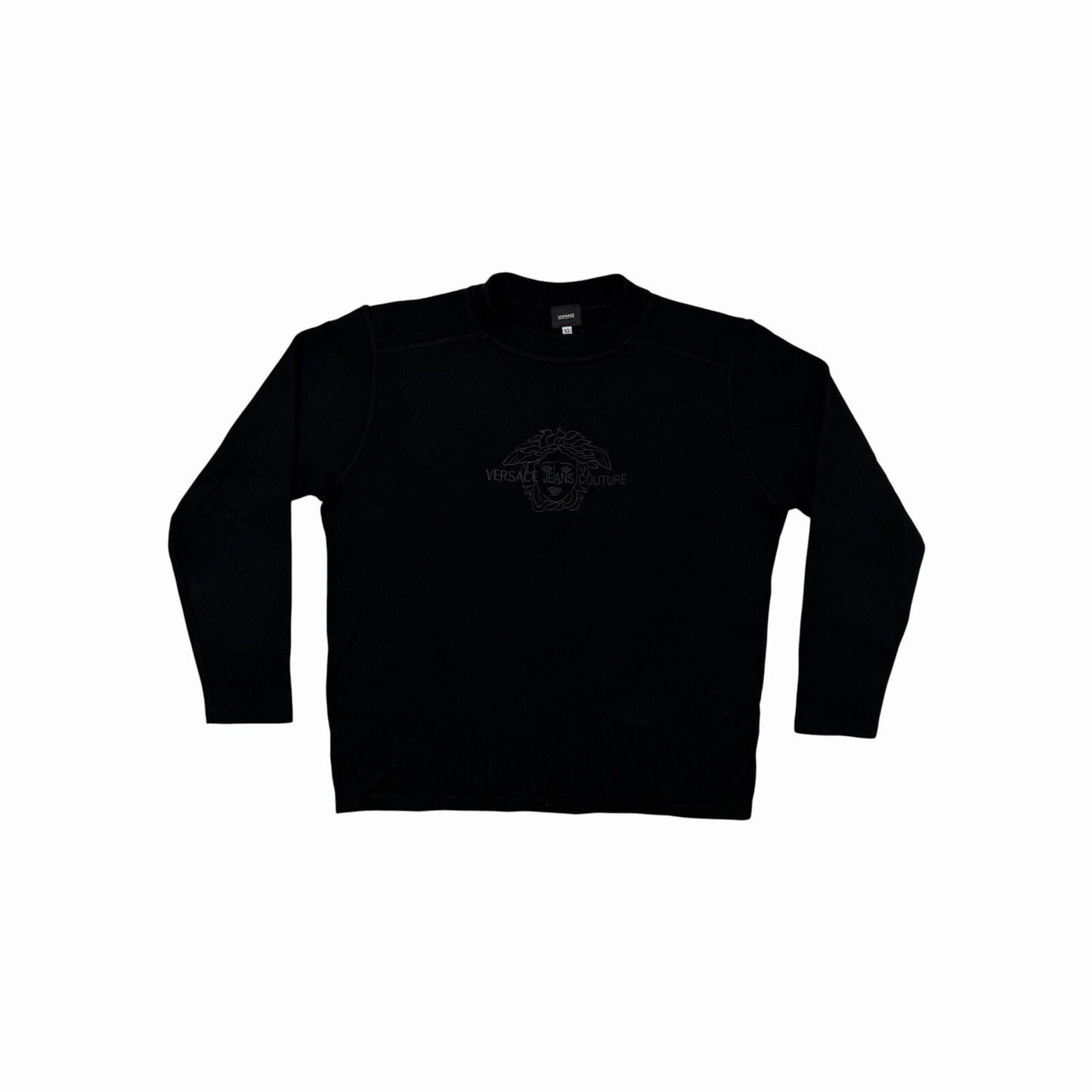 Vintage Versace Knit Medusa Jumper Men’s XL Black Wool Made In Italy 90’s