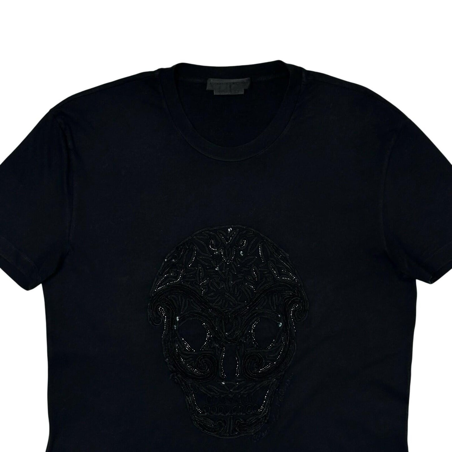 SS12 Alexander McQueen Skull T-Shirt Men’s XS Black Embroidered Design