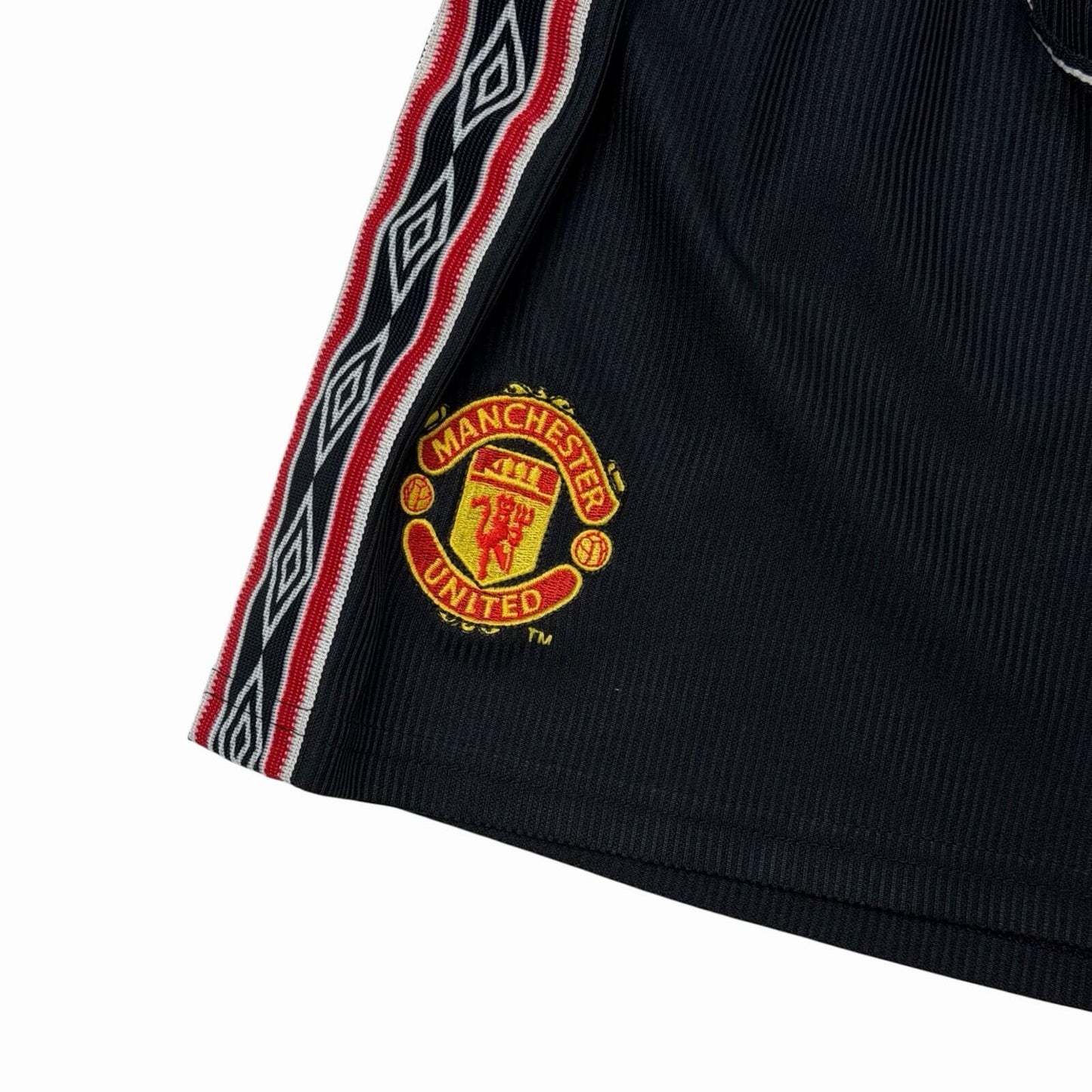 Vintage 1998 Manchester United Shorts Umbro Away Kit Youth Small Black