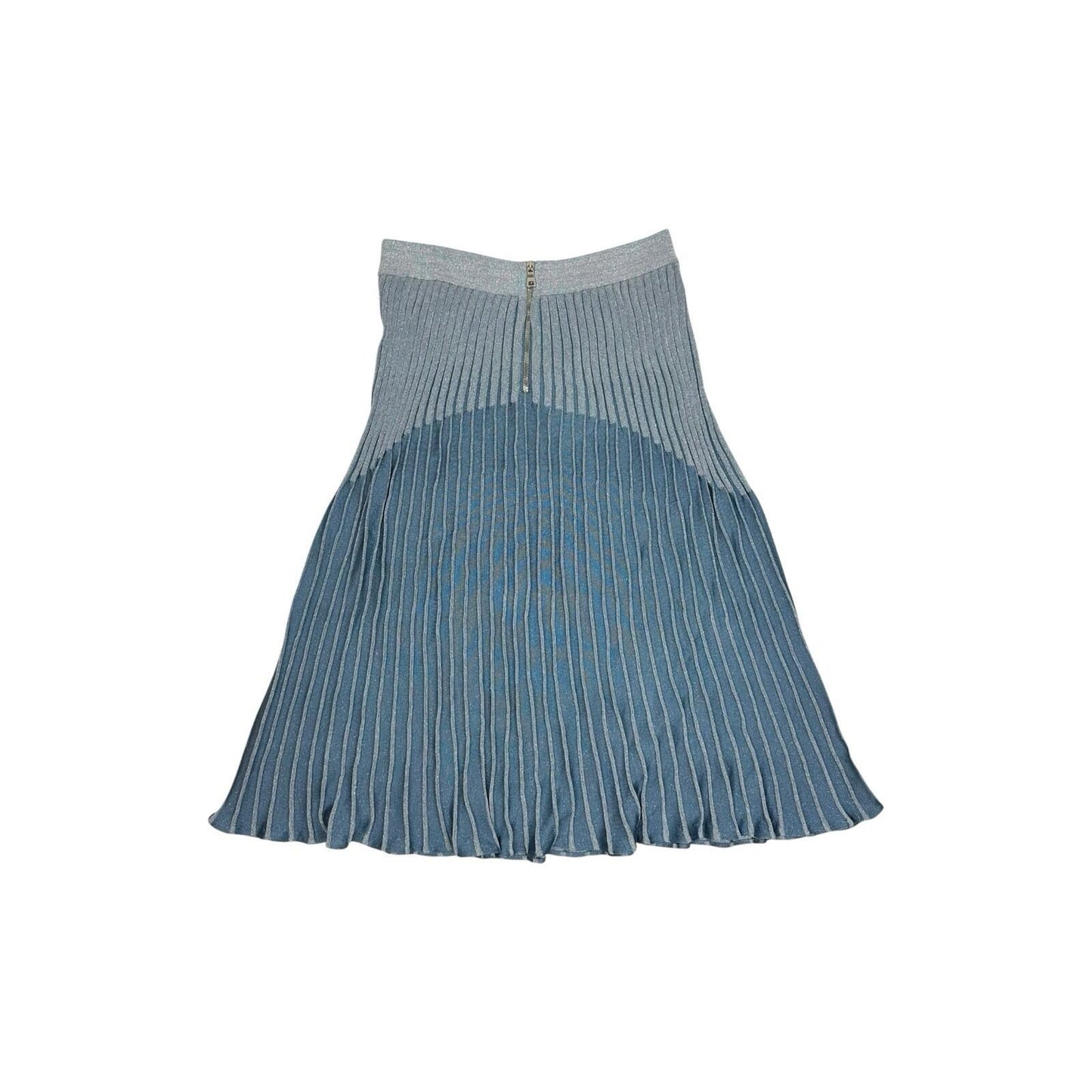NWT Balmain Ribbed Knit Skirt FW19 Women’s FR44 30w Blue Made In France