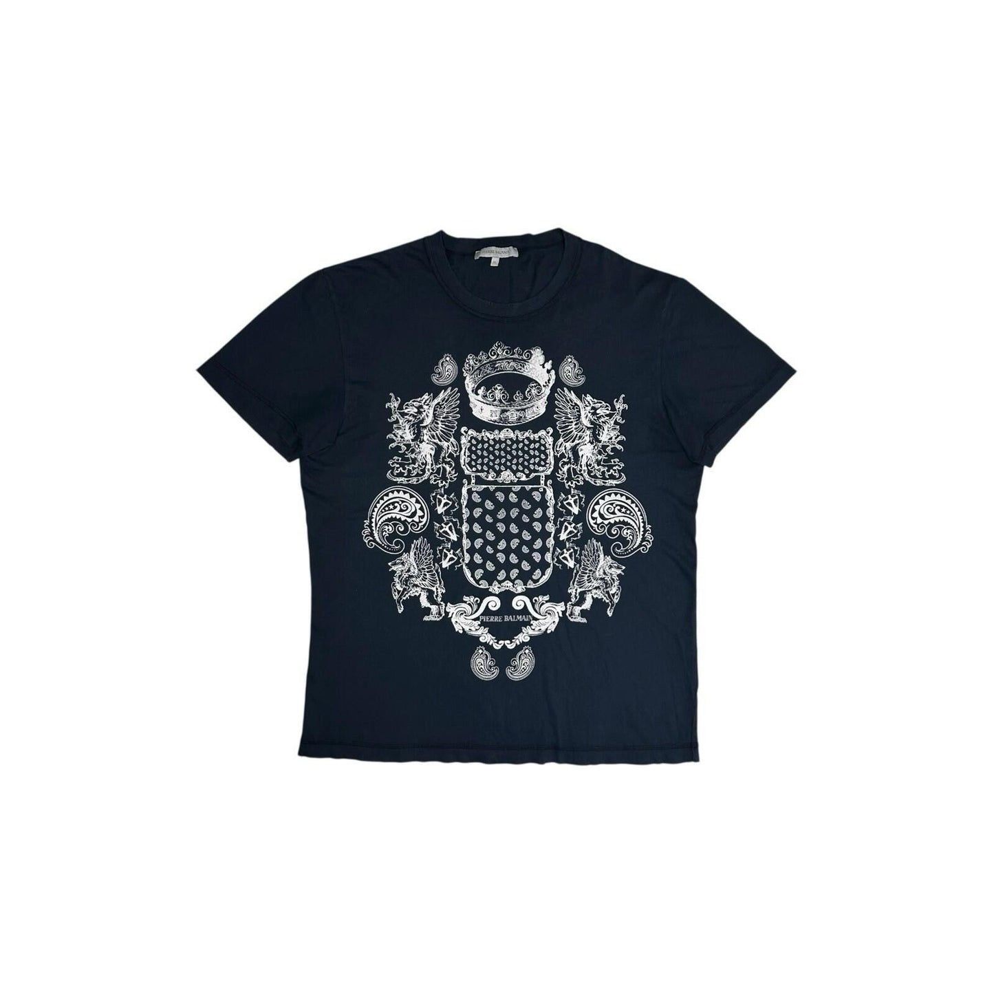 2012 Pierre Balmain T-Shirt Men’s XL Navy Blue Graphic Print Made In Italy