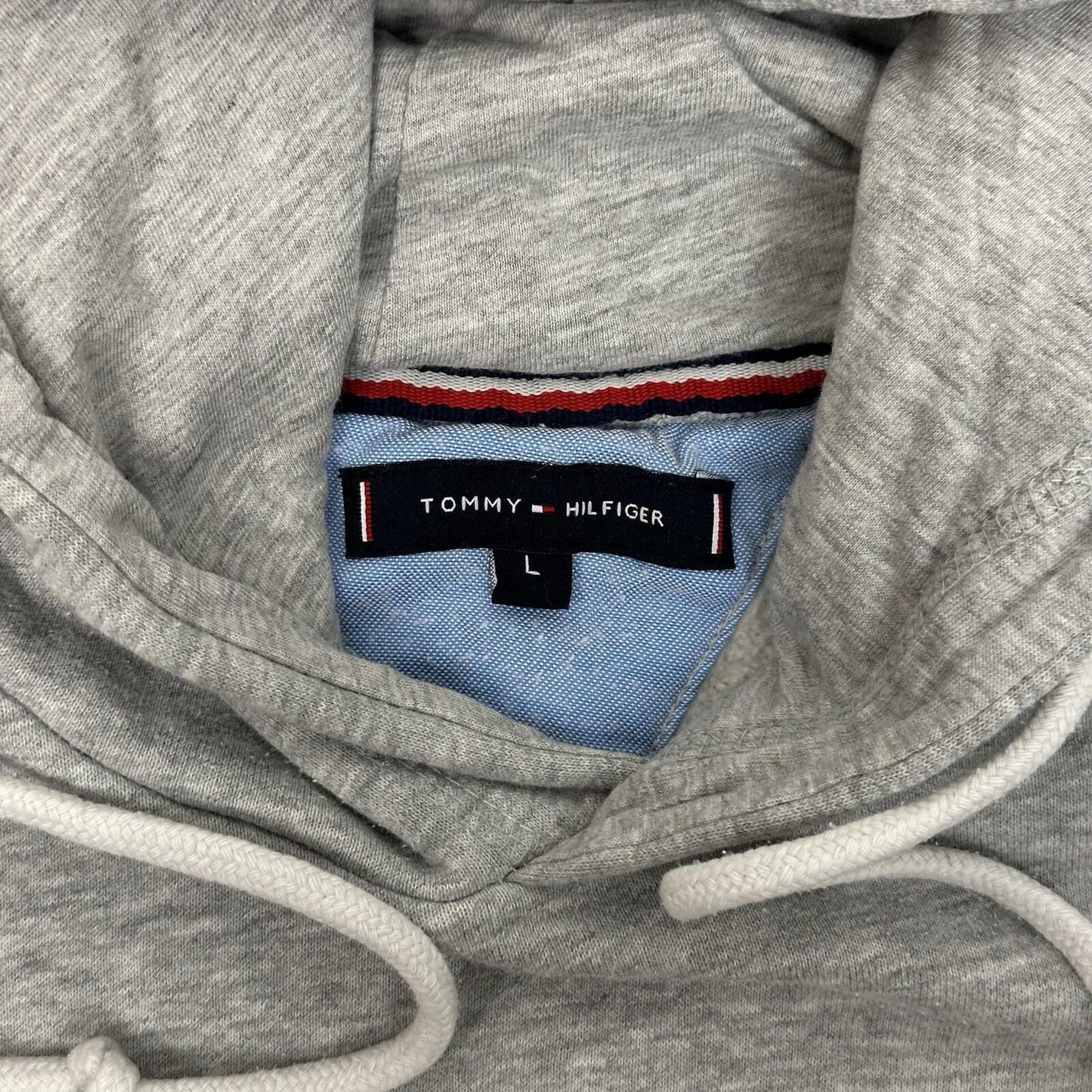 Tommy Hilfiger Flag Hoodie Men’s Large Grey Embroidered Logo