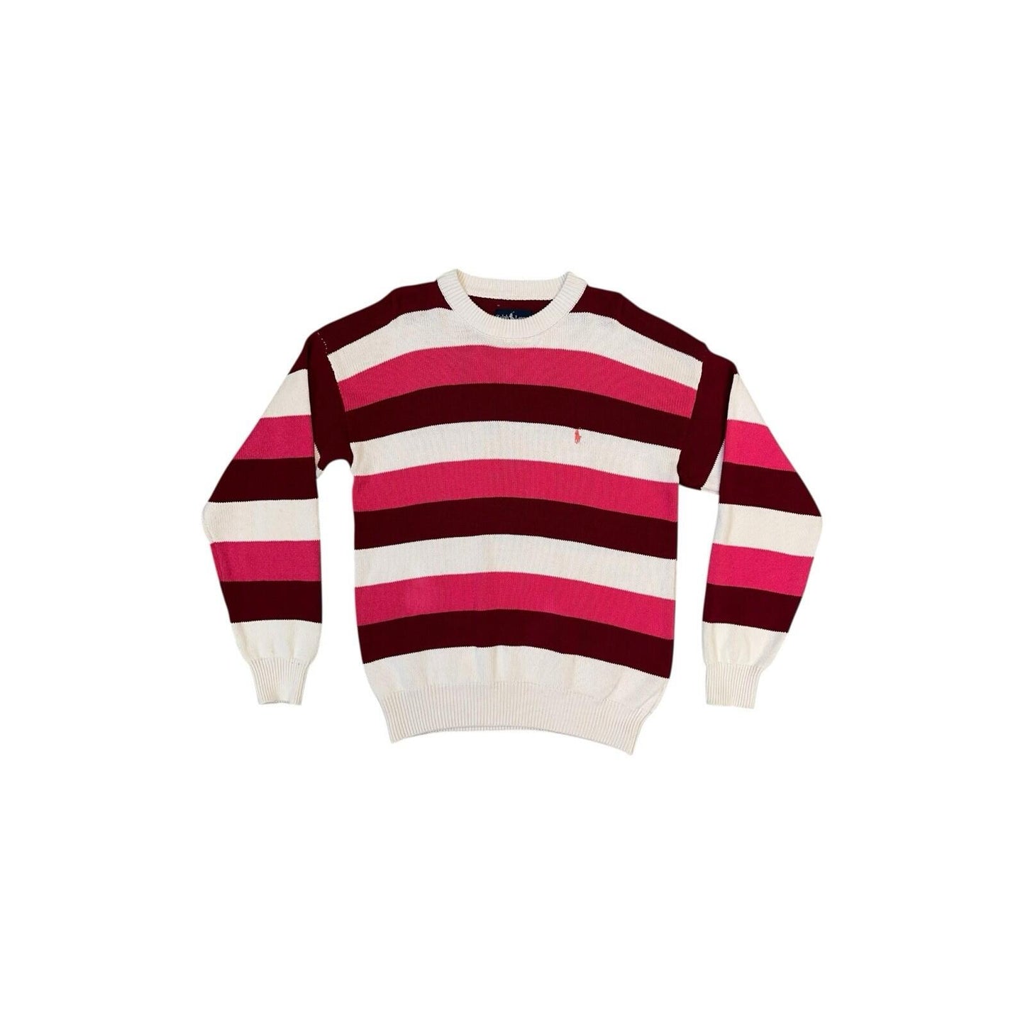 Vintage Polo Ralph Lauren Stripe Jumper Men’s Medium Red And Cream Knit